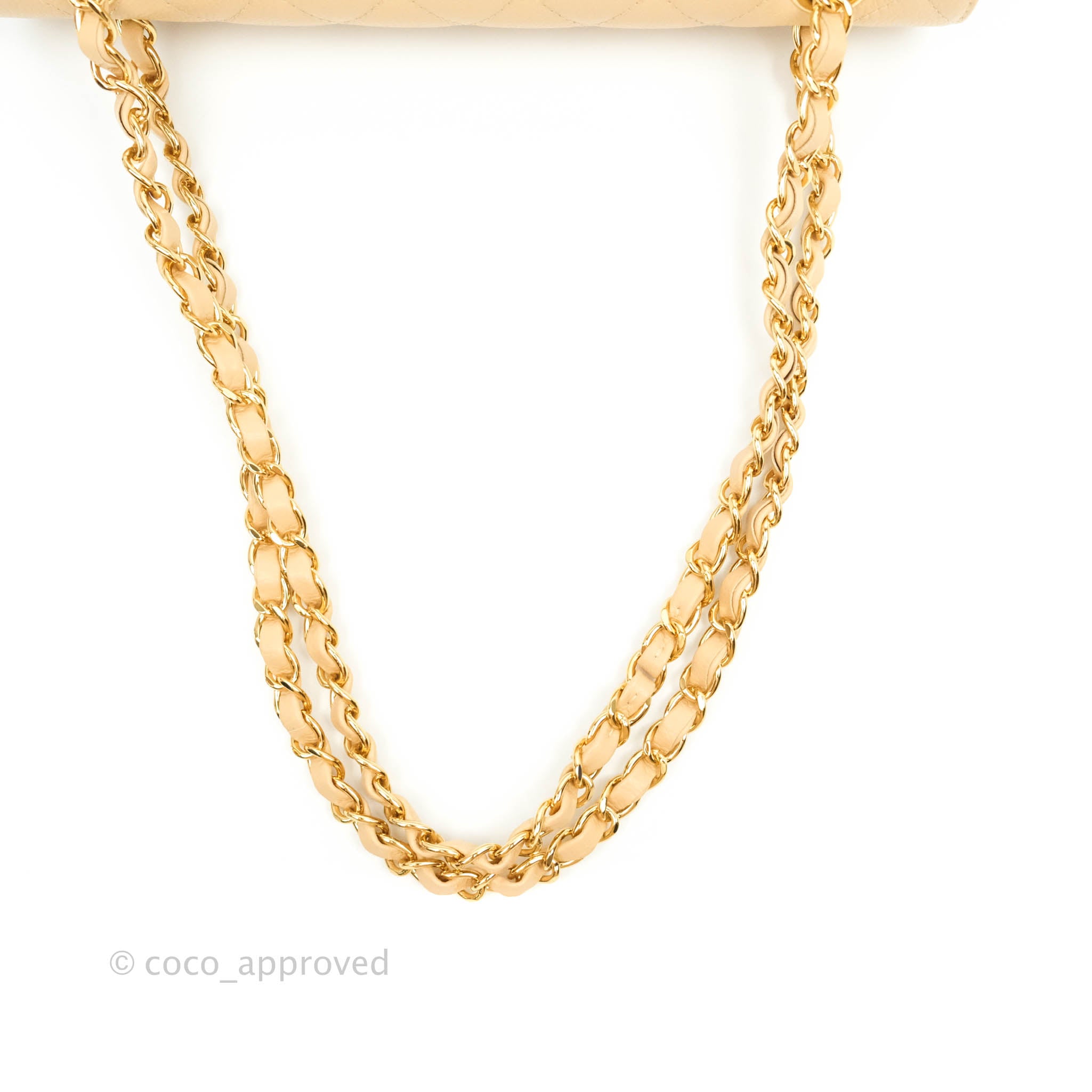Chanel Classic Medium Double Flap Bag in Beige Caviar Leather with Gold Hardware - Luxury Designer Handbag for Women, Perfect for Work, Evening Events & Special Occasions