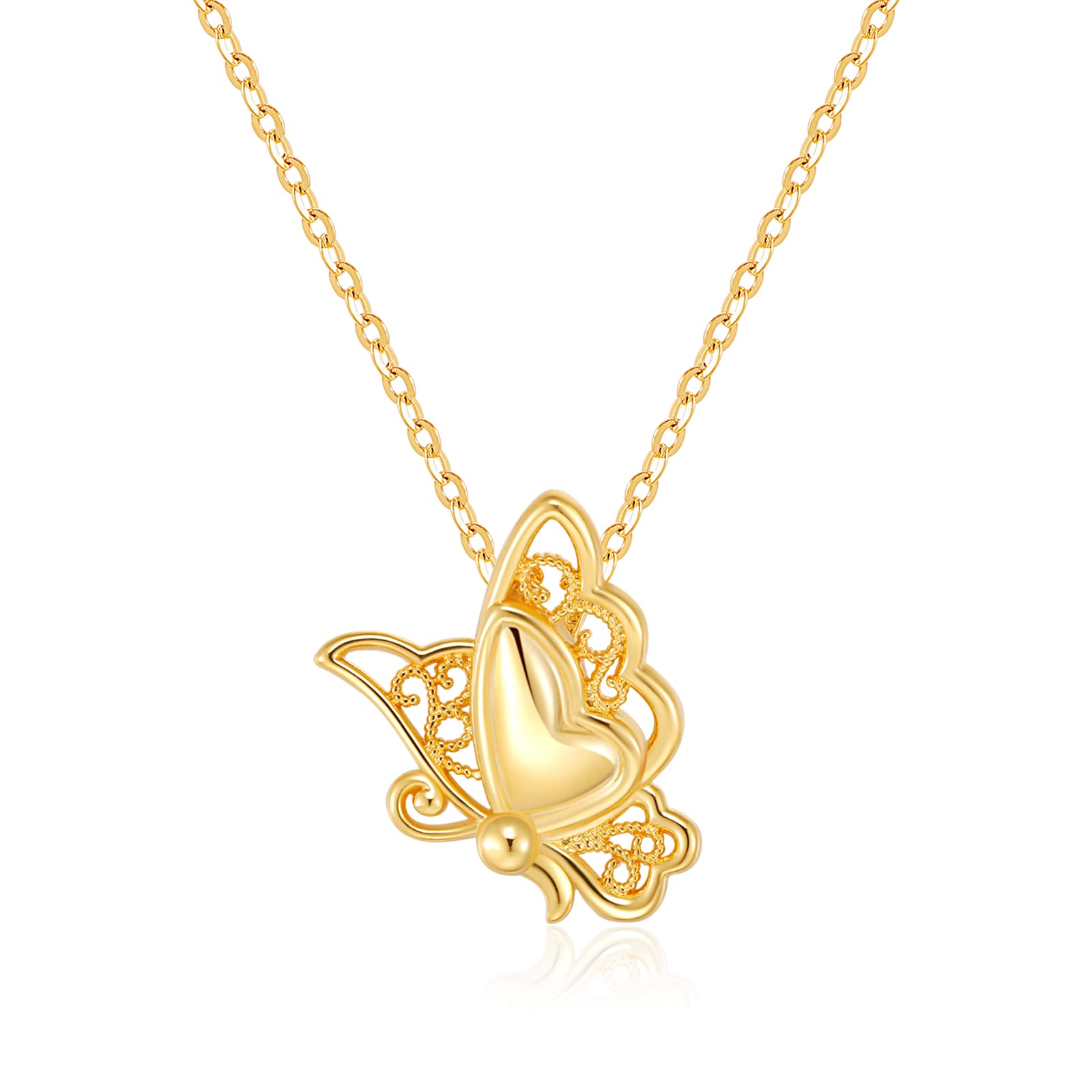 FONKUP 14K Gold Plated Butterfly Initial Necklace - Personalized Name Pendant Trendy Jewelry Gift for Women | Perfect for Birthdays, Anniversaries & Everyday Wear