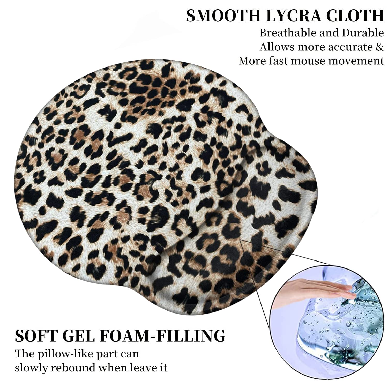 Ergonomic Mouse Pad with Wrist Support Gel - Comfortable Office & Gaming Mouse Mat for Pain Relief, Easy Typing & Extended Use - Includes Bonus Coaster (Leopard Print) - Perfect for Home Office, PC Gaming & Computer Workstations