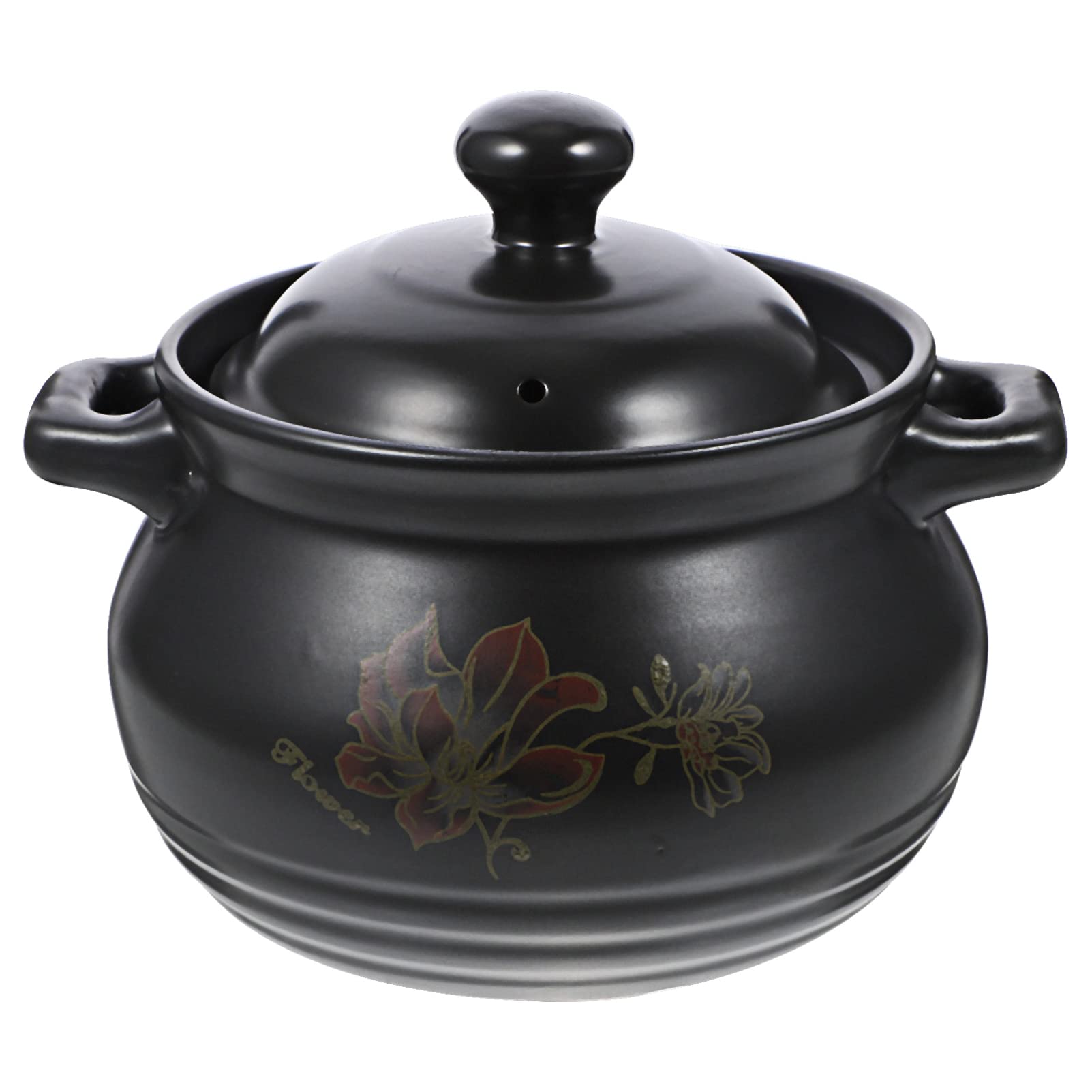 Kichvoe Ceramic Ramen Pot with Lid - 3.5QT Clay Casserole Cookware for Stovetop, Soup, Stew & Stock - Durable Earthenware Cooking Pot for Korean Dishes, Noodles & Hot Meals - Perfect for Ramen, Bibimbap & Home Cooking (Black)