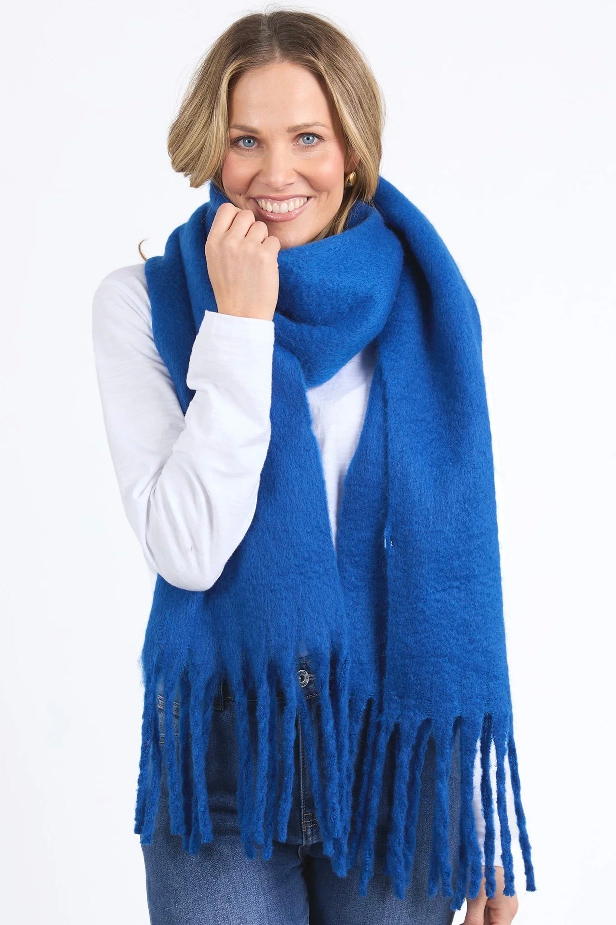 Elm Deep Blue Soft & Warm Winter Scarf for Women - Cozy Knit Fashion Accessory for Cold Weather, Outdoors & Travel