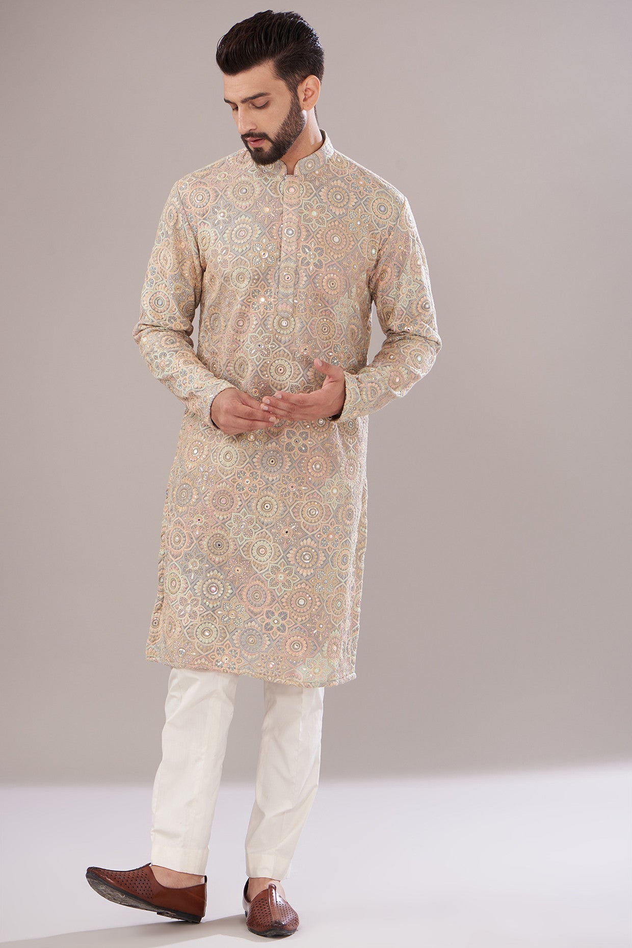Elegant Multi-Colored Georgette Embroidered Kurta for Women | Traditional Indian Tunic Top | Perfect for Festivals, Weddings & Casual Wear