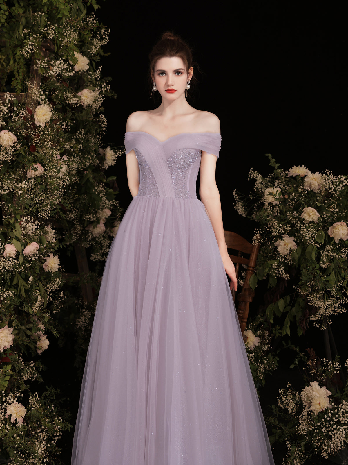Elegant Purple Tulle Sequin Long Prom Dress for Women - Formal Evening Gown for Homecoming, Ball, Quinceañera & Special Occasions