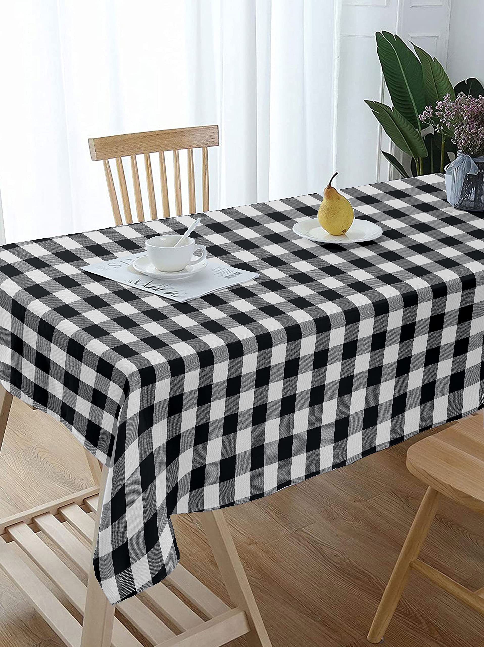 Lushomes Buffalo Check Black Plaid Tablecloth 36x60 Inches - Waterproof Washable Dining Table Cover for Kitchen, Party, Picnic & Holiday Decor