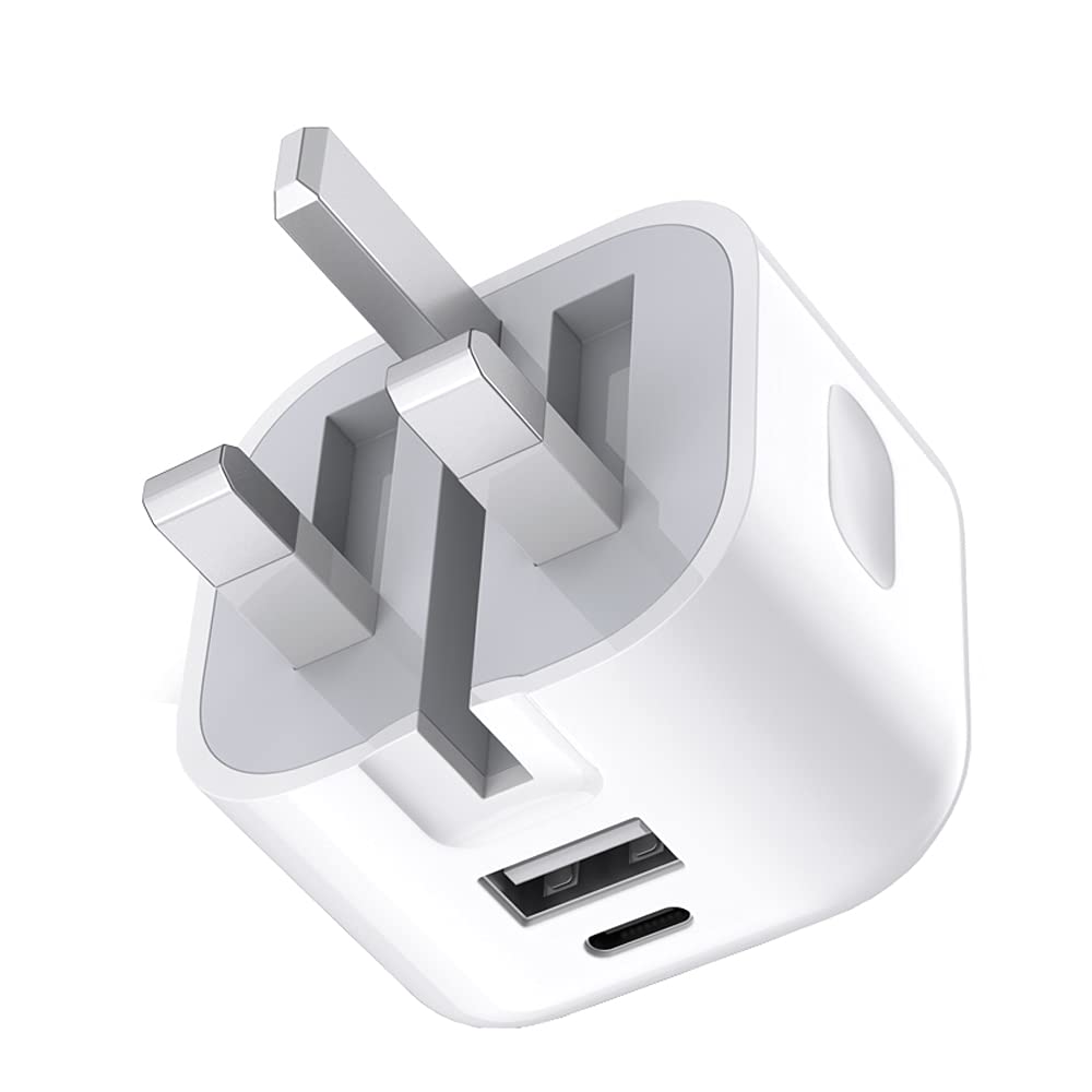 20W Dual Port USB-C PD Fast Charger with Foldable Plug - Compatible with iPad Air 11/13 (2022-2025), iPad Pro 11/13 (2024), iPad Mini (2024), iPad (2022-2025) - Perfect for Travel, Office & Home Charging