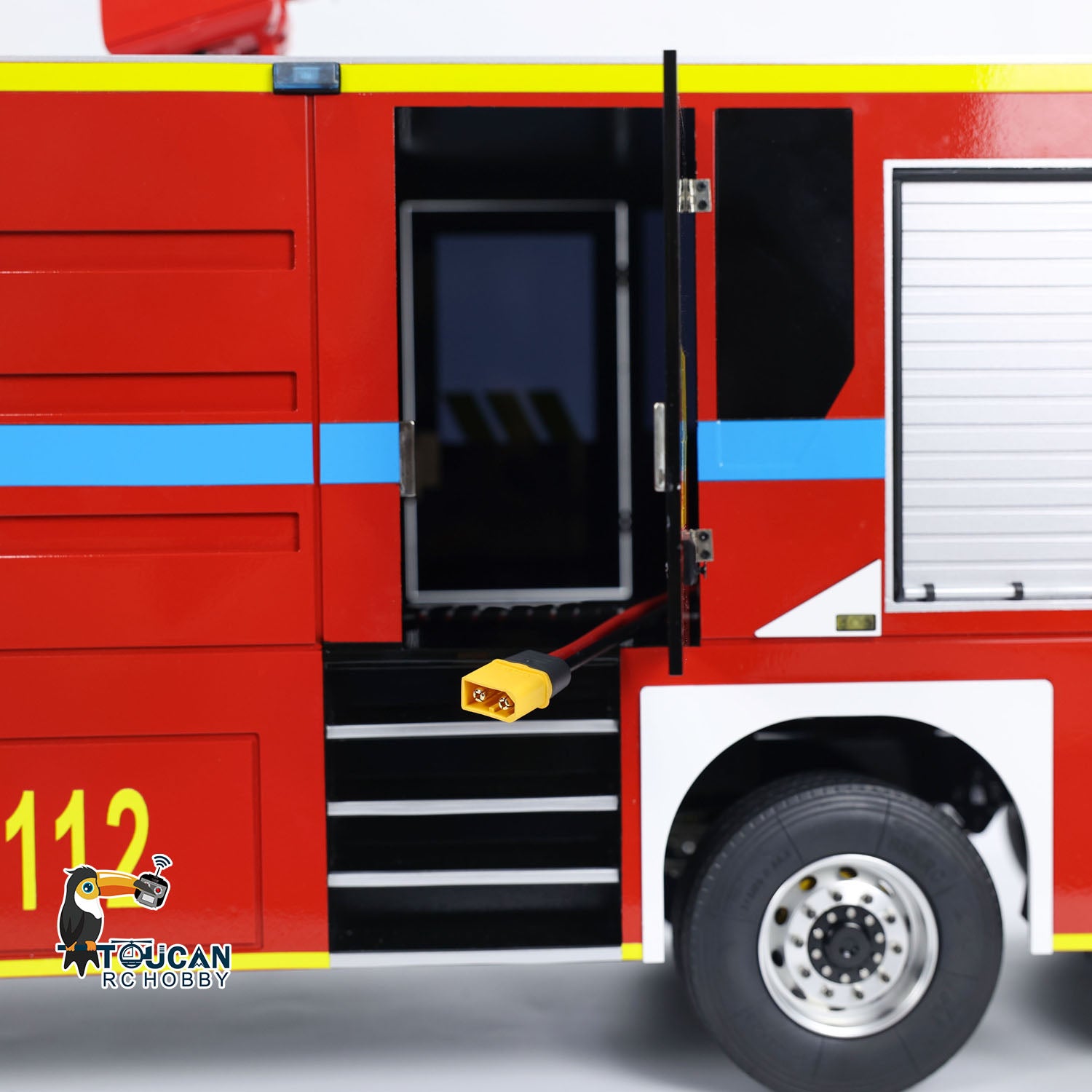 1/14 Scale 8x4 Metal RC Fire Truck Chassis - Radio Controlled Fire Engine with Light & Sound, FlySky ST8 Motor, Servo, Pre-Assembled & Painted - Perfect for Firefighting Simulation, RC Hobbyists, and Collectors
