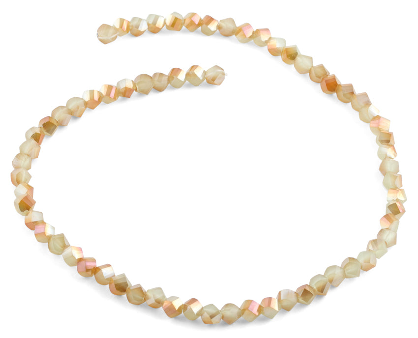 6mm Tan Twist Faceted Crystal Beads for Jewelry Making - DIY Necklace, Bracelet & Earrings Supplies - Perfect for Boho, Wedding & Craft Projects