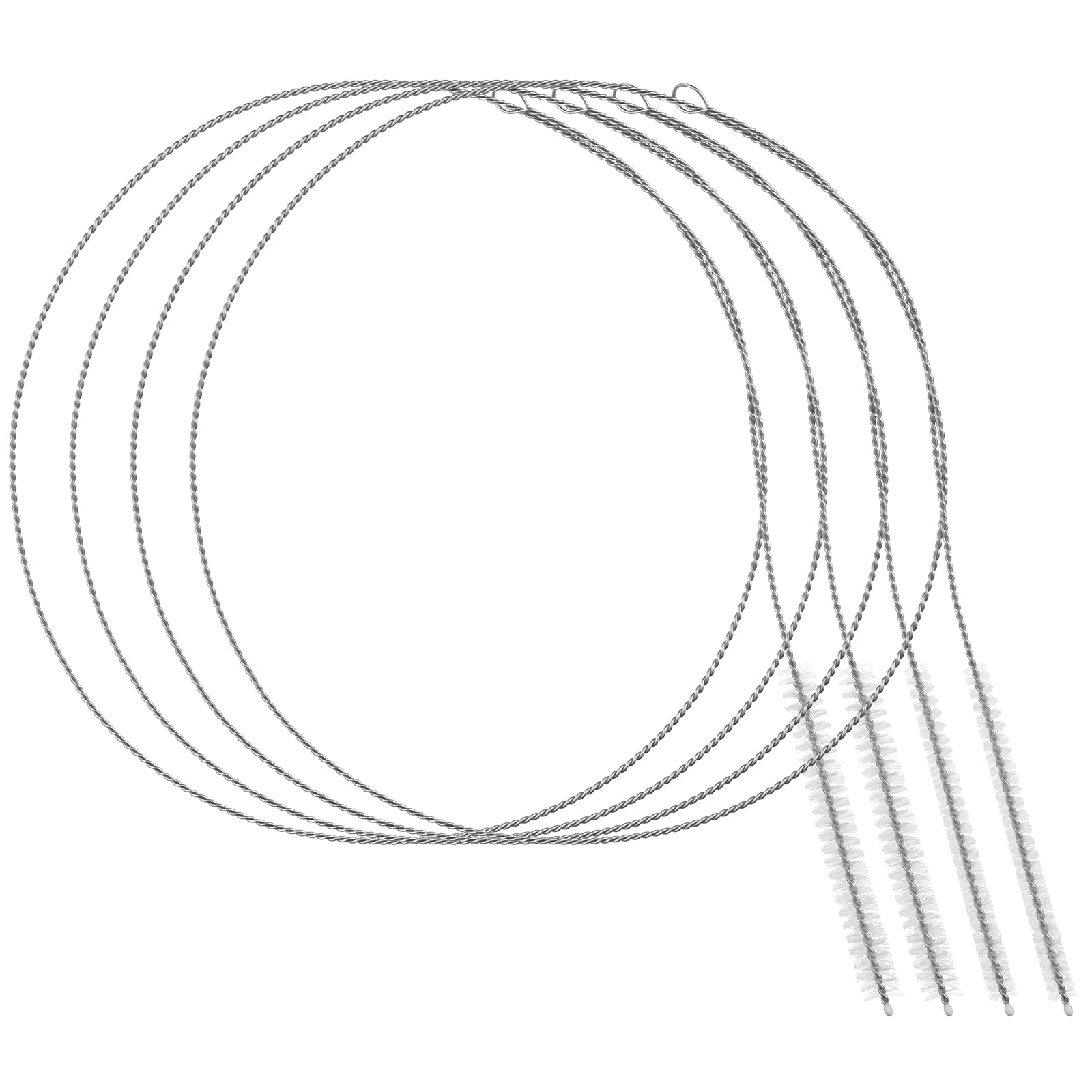 4-Pack 40-Inch Stainless Steel Pipe Cleaner Brush with Nylon Bristles - Long Flexible Tube Cleaner for Aquariums, Home Kitchen, Straws & Narrow Bottles - Heavy Duty Cleaning Brush for Hard-to-Reach Areas