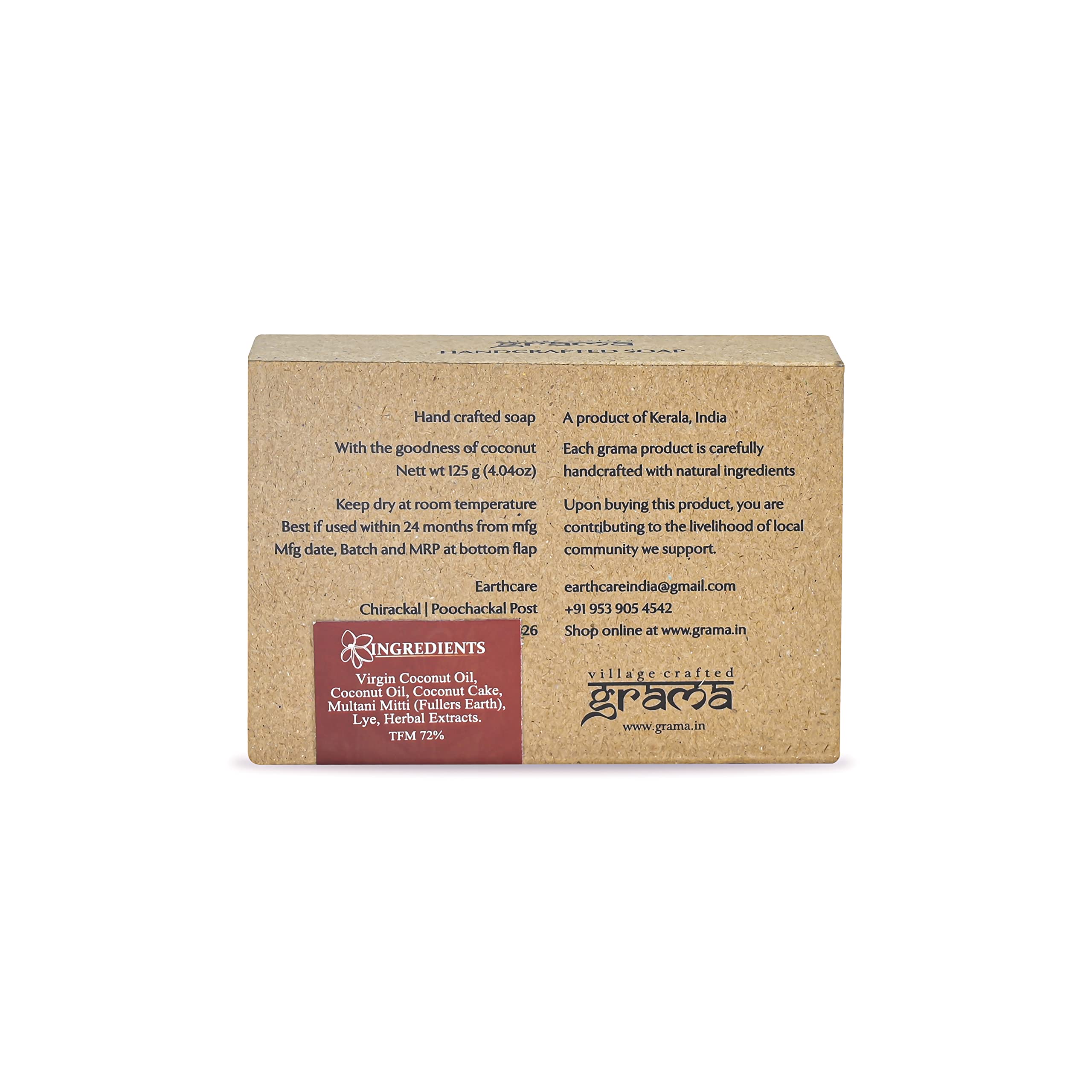Grama Handcrafted Multani Mitti Clay Soap for Glowing Skin - Pack of 2 | Natural Face & Body Cleanser for Acne, Oil Control & Brightening | Perfect for Daily Skincare Routine