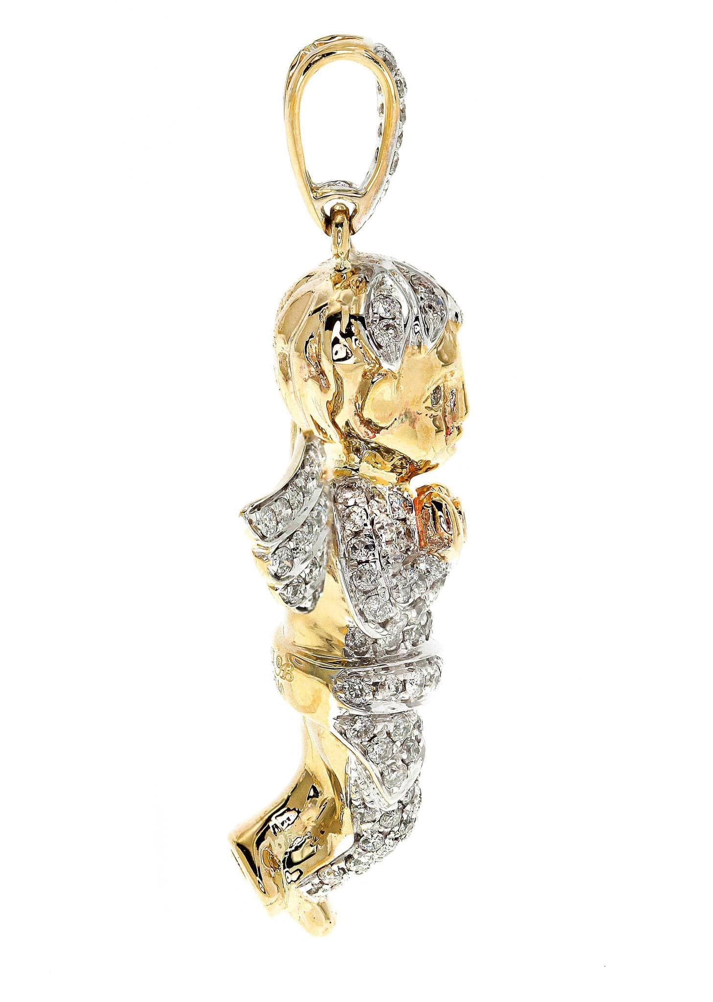 Diamond Angel Pendant Necklace - 9.75 Grams (1.88 Carats) Genuine White Gold Jewelry - Perfect for Gifts, Anniversaries & Special Occasions