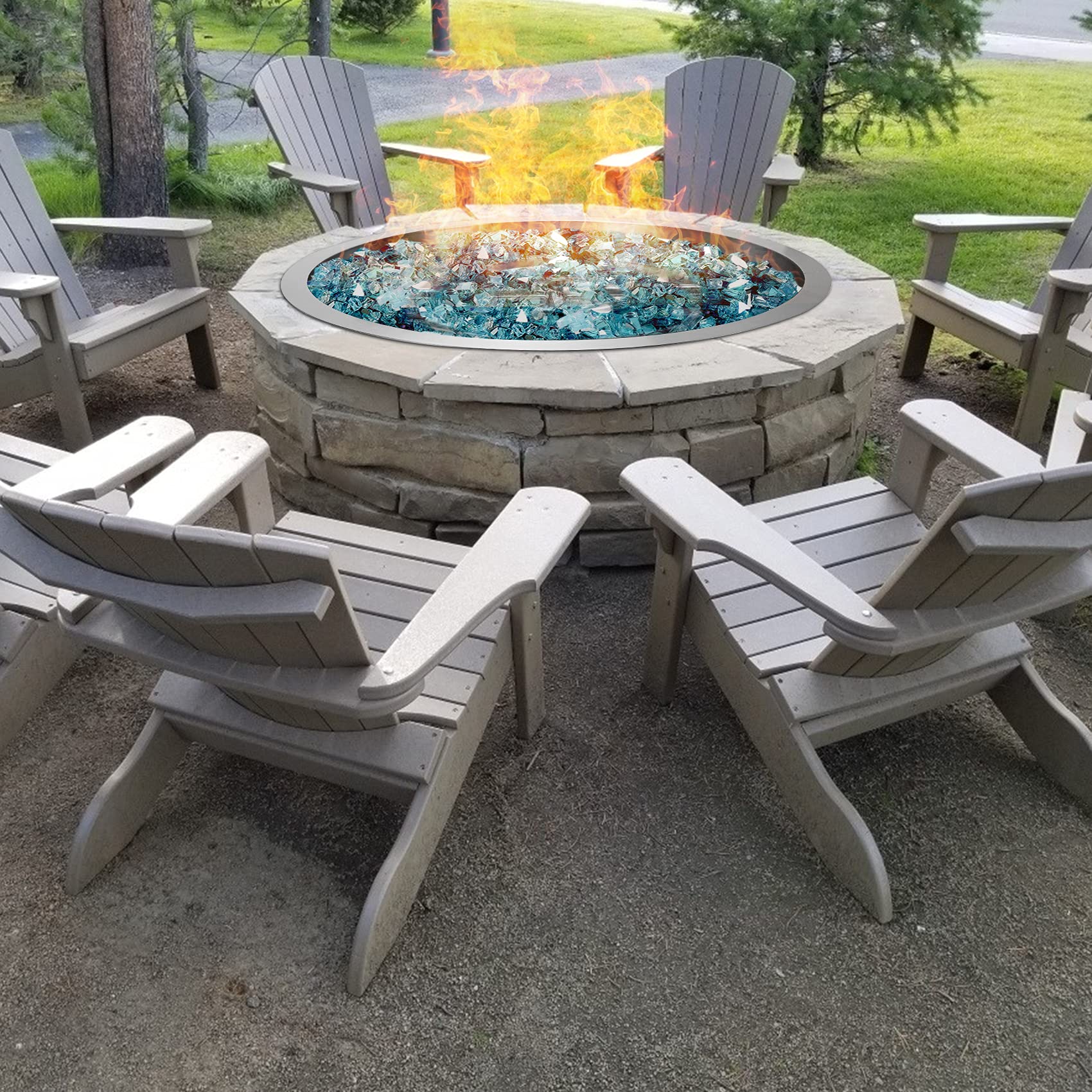 Stanbroil 31 Inch Round Fire Pit Pan Burner - 304 Stainless Steel Drop-in Insert for Propane & Natural Gas - 296,000 BTU Max - Perfect for DIY Fire Pit Tables, Outdoor Patios, Backyards & Camping