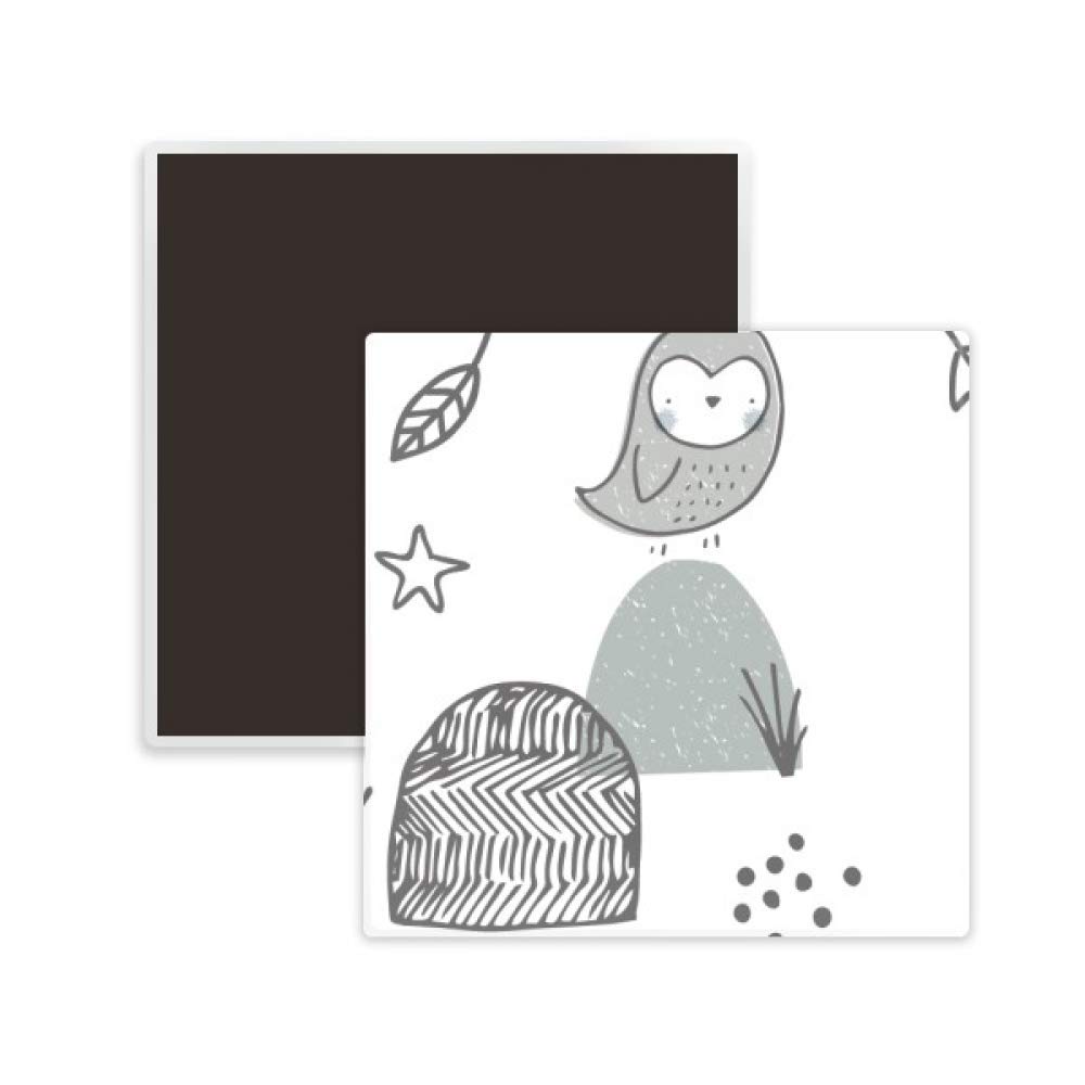 Stylish Nordic Pattern Square Ceramics Fridge Magnet - Cartoon Bird Cage Grass Design - Unique Keepsake & Home Decor for Kitchen, Office, or Gift