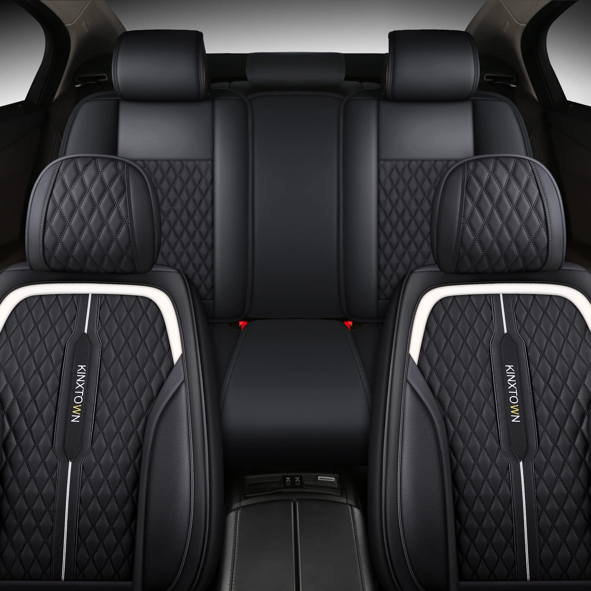 Premium Faux Leather Car Seat Covers Full Set - Universal Fit for Cars, SUVs & Trucks - 5-Passenger Leatherette Auto Interior Accessories - Perfect for Road Trips, Commuting & Vehicle Protection