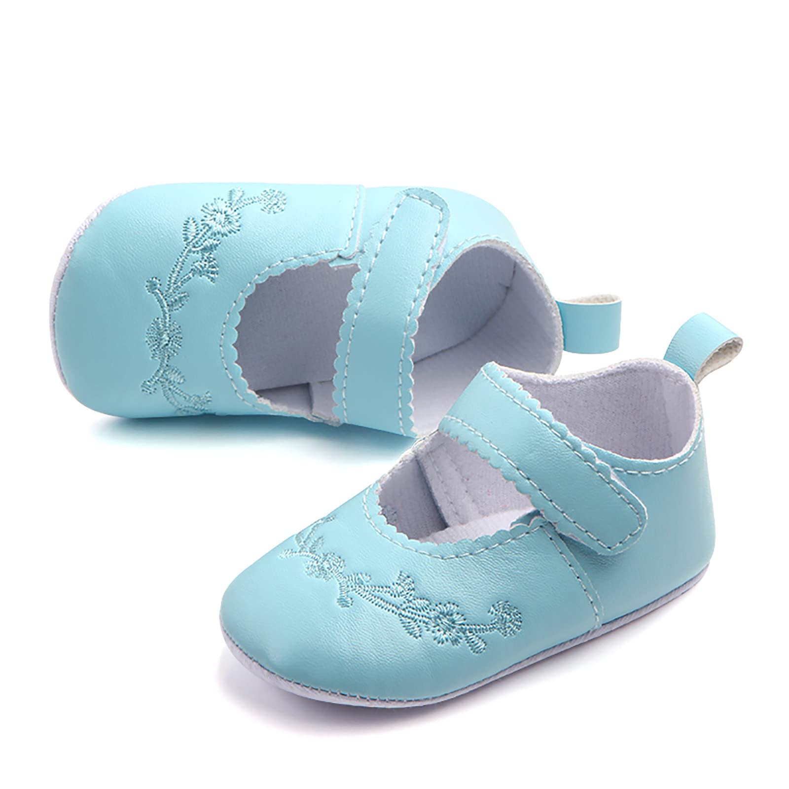 Lykmera Soft Baby Walking Shoes for Infants 0-3 Months - Breathable Toddler First Walkers for Boys & Girls - Cute Princess Style Baby Shoes (Blue) | Perfect for First Steps, Indoor Play & Special Occasions