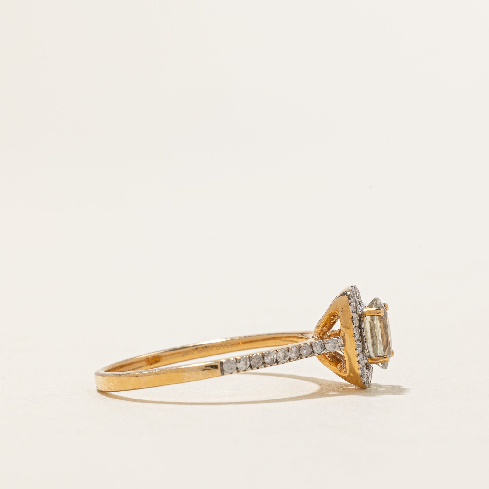 Oval Cut Peridot & Diamond Halo Ring | 0.38ct Peridot with 0.20ctw Diamond Accents | Size 6.75 | Elegant Engagement, Anniversary & Special Occasion Jewelry Gift