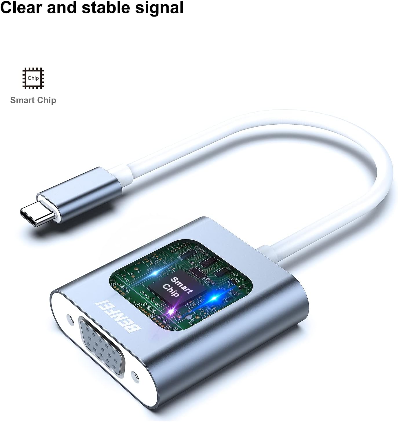Premium BENFEI USB C to VGA Adapter with Aluminum Shell - Thunderbolt 3/4 Compatible for MacBook Pro/Air 2023, iPhone 15 Pro/Max, iPad Pro, iMac, Dell XPS 17, Surface Book 3 & Samsung Galaxy S23 - Ideal for Business Presentations & Home Office Setup [Space Gray]