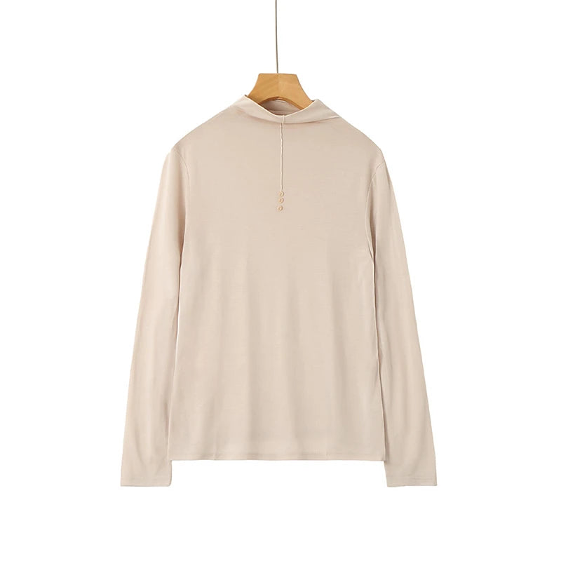 100% Pure Silk Mock Neck Blouse for Women - Elegant & Comfortable Silk Top for Work, Party & Evening Wear