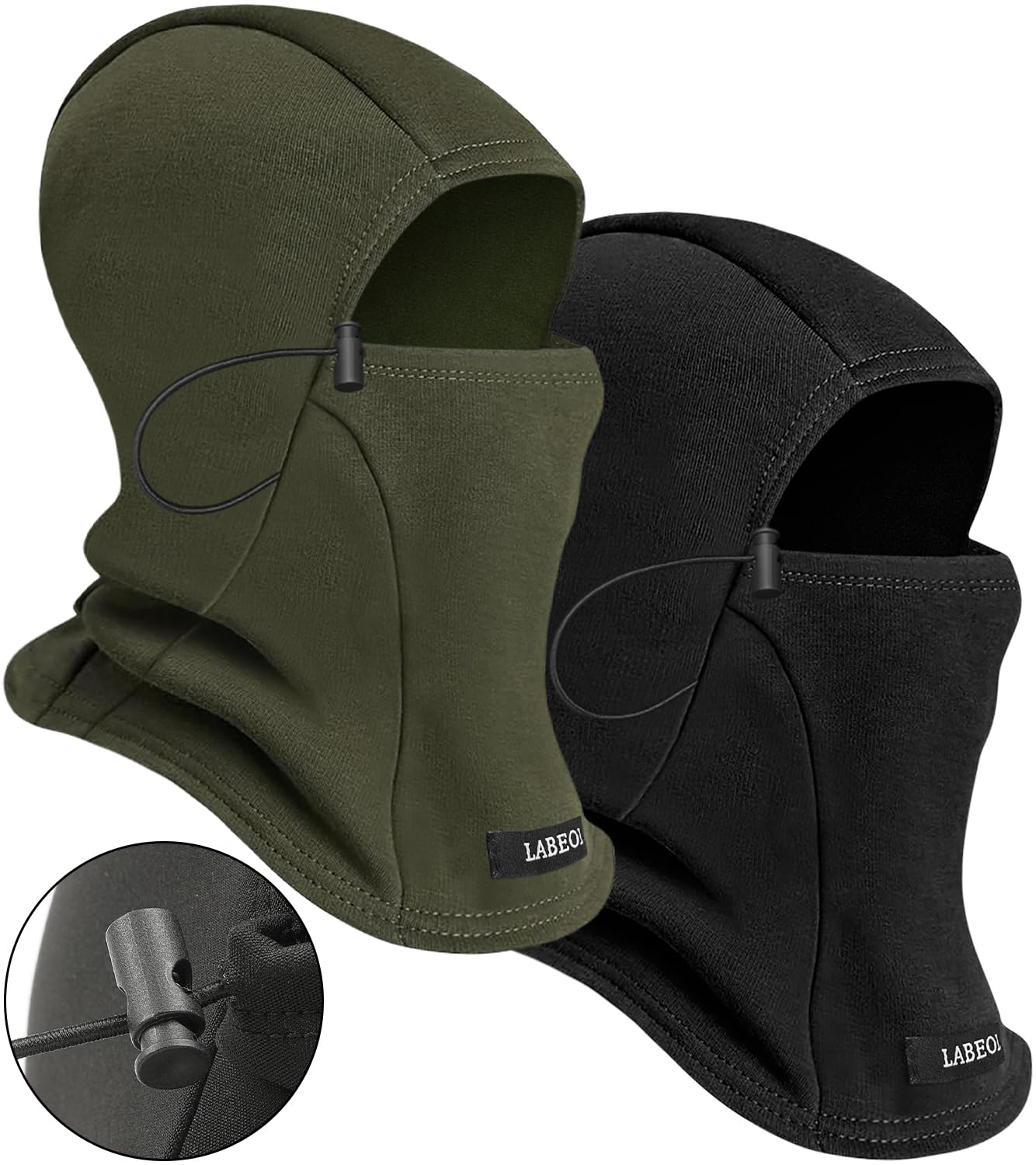 Labeol 2 Pack Kids Balaclava Ski Mask - Windproof Winter Face Cover for Boys & Girls with Adjustable Drawstring - Perfect for Skiing, Snowboarding & Cold Weather Outdoor Activities