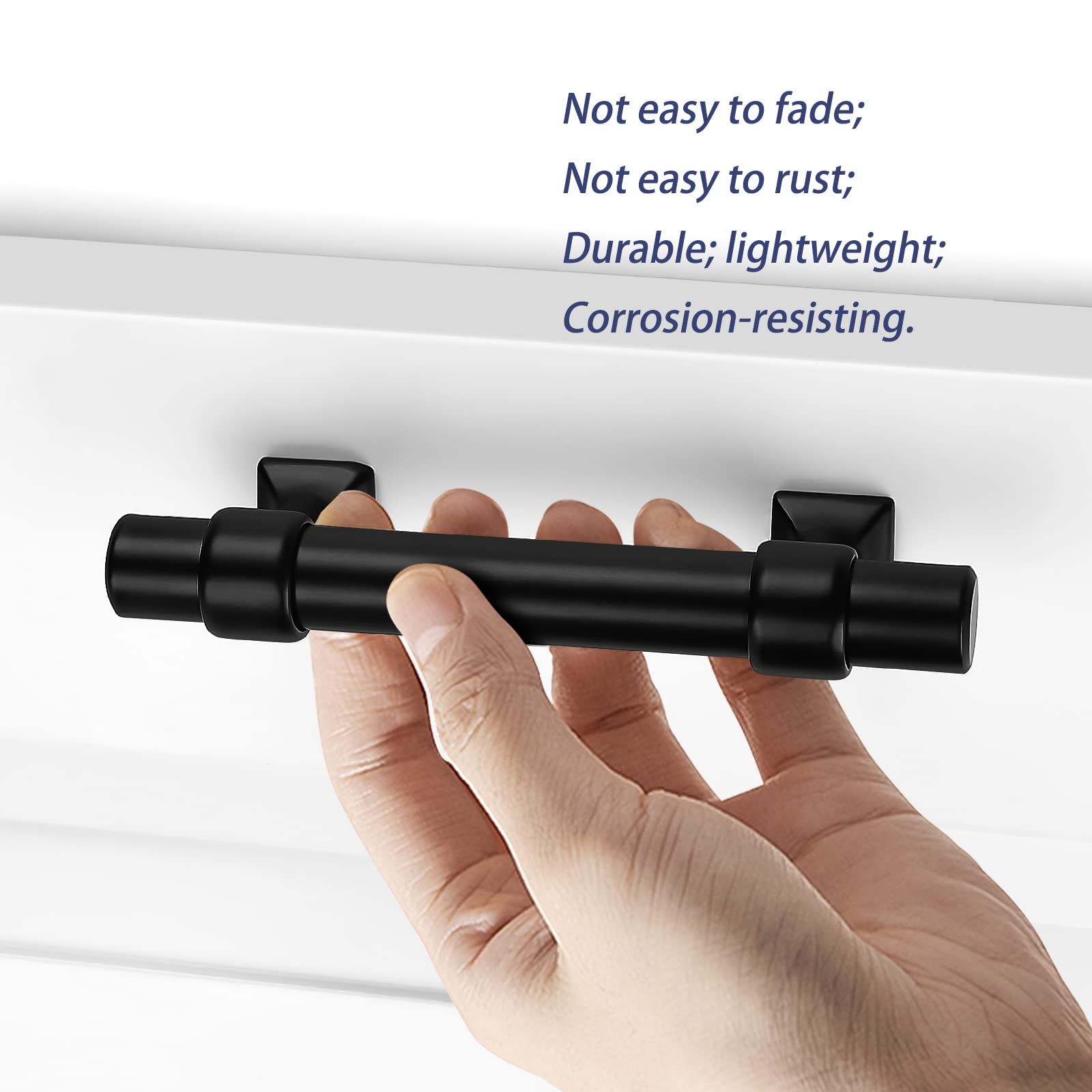 100 Pack Matte Black Cabinet Pulls - 2.5 Inch T Bar Drawer Handles for Kitchen & Bathroom Cabinets - Durable Black Stainless Steel Dresser Pulls - Perfect for Modern Home Renovation & Furniture Upgrade
