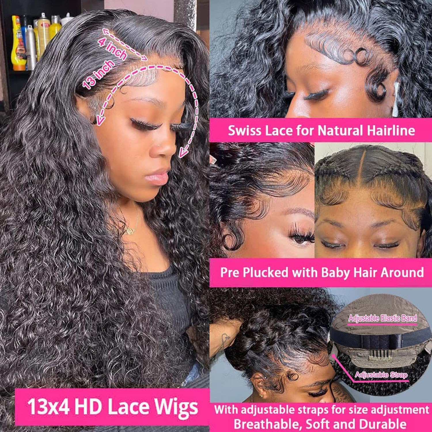 13x4 HD Lace Front Wig 20 Inch Kinky Curly Human Hair Wig - Pre Plucked 180% Density Natural Black Women's Lace Front Wigs for Daily Wear, Parties & Special Occasions