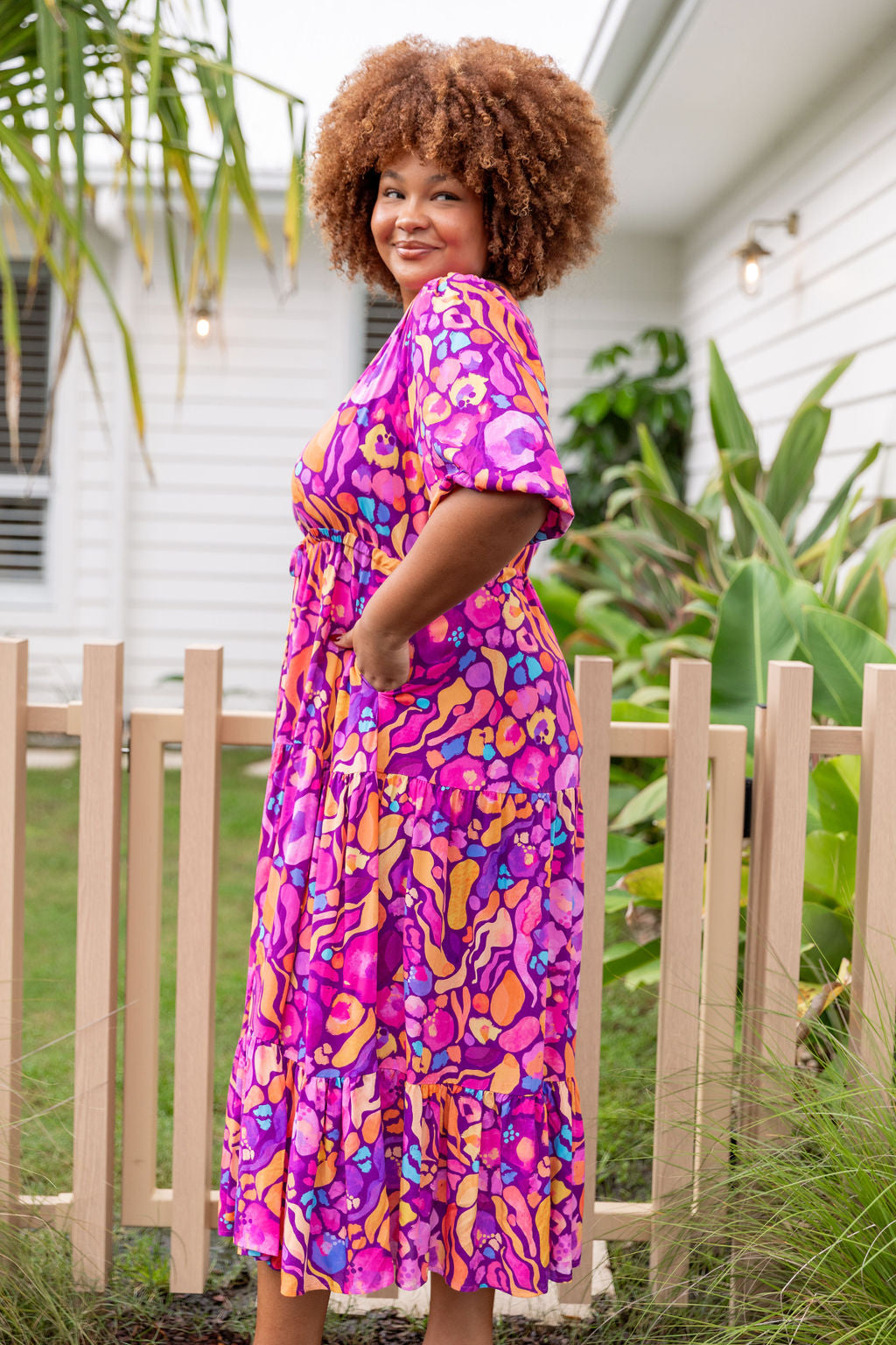 Kasey Rainbow Ruby Billie Dress - Elegant Women's Floral Midi Dress for Casual Wear, Date Nights & Special Occasions