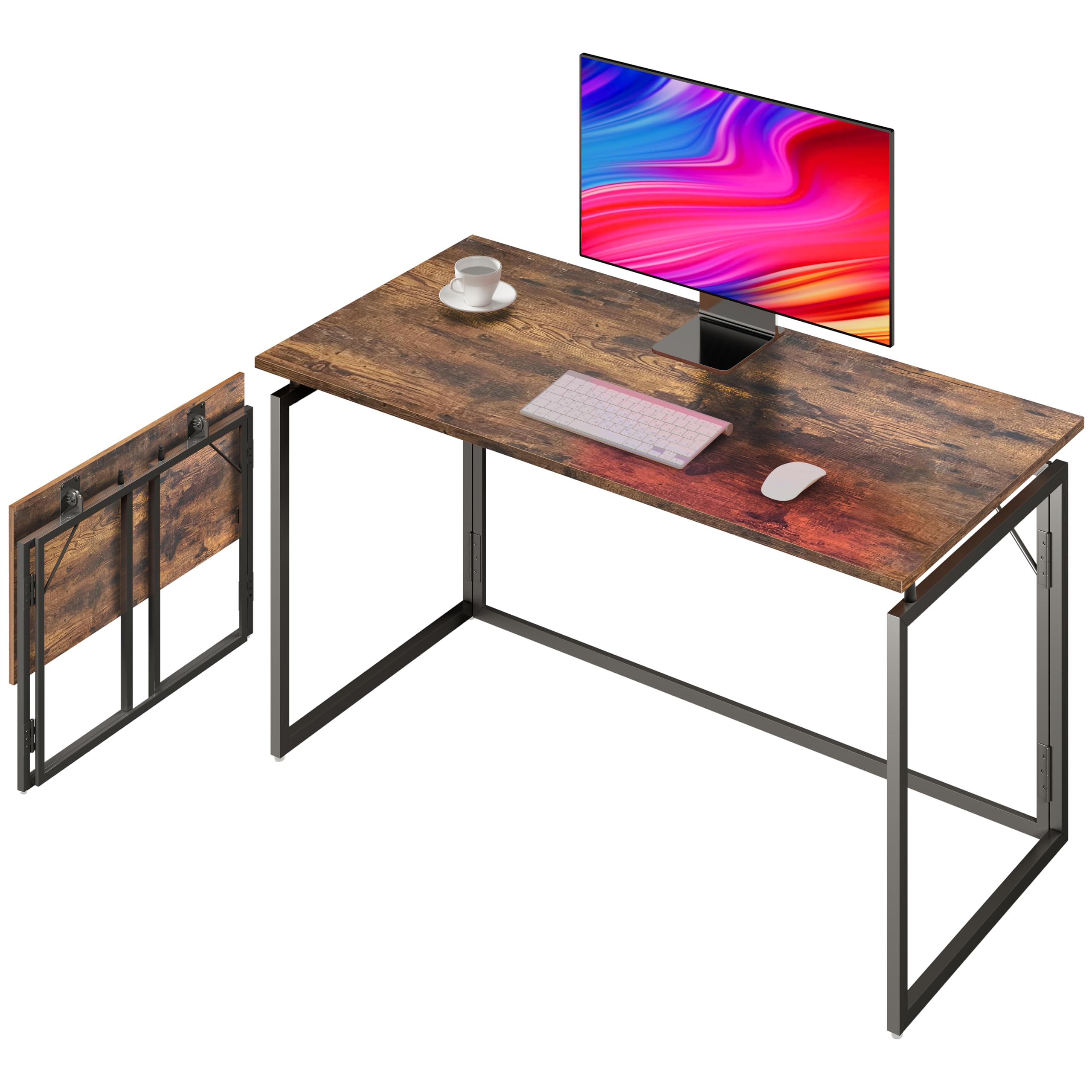 30 Inch Folding Desk - No Assembly Small Foldable Desk for Small Spaces | Space Saving Collapsible Compact Portable Table for Home Office, Dorm Room, RV | Perfect for Crafting, Writing, Studying & Remote Work