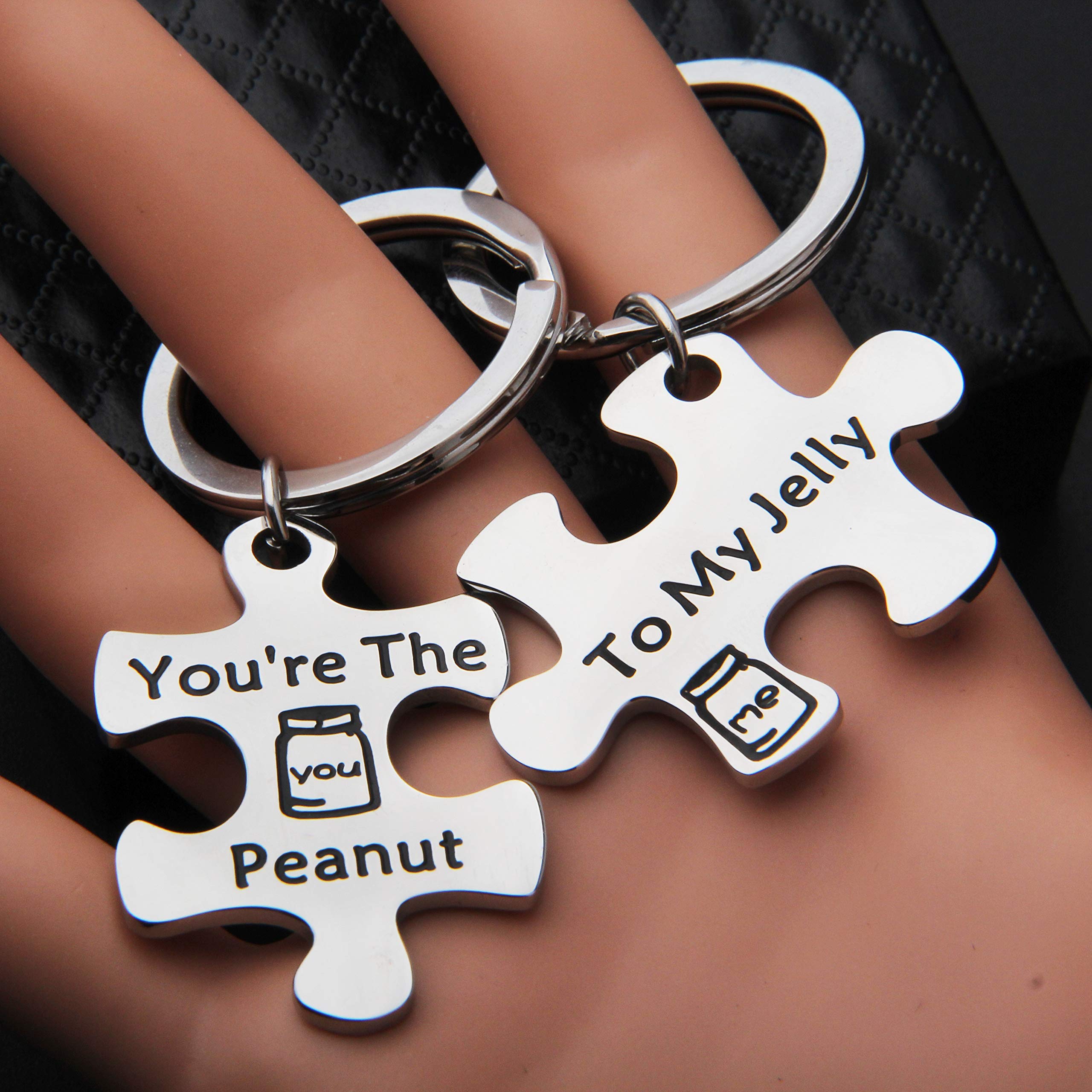 Lywjyb Birdgot Puzzle Couple Keychain - You're The Peanut to My Jelly Matching Keychain Set - Perfect Gift for Anniversaries, Valentine's Day & Couples