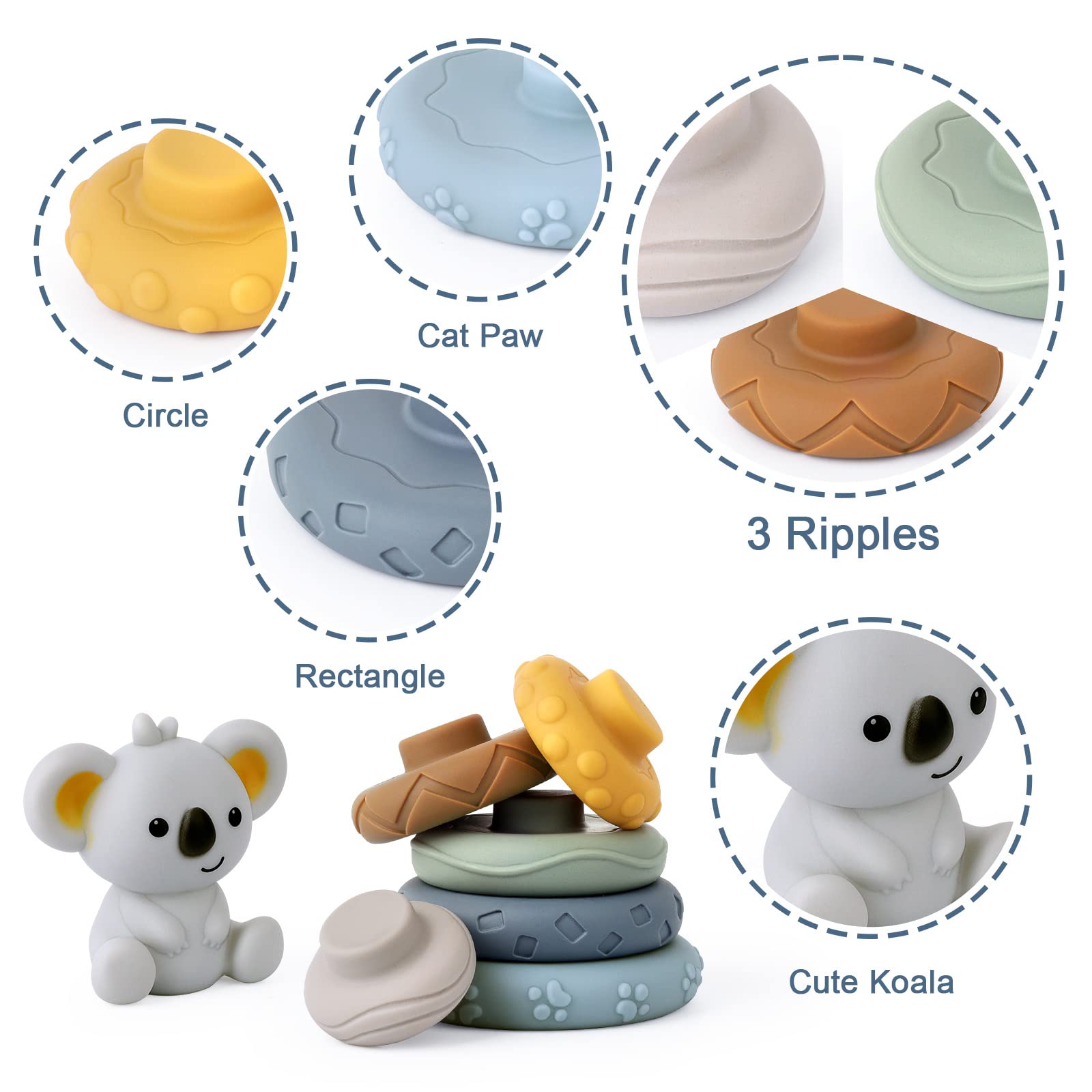 **ZWYOIUG Baby Stacking Toys - Soft Nesting Blocks & Ring Stacker for Toddlers 6-18 Months, STEM Learning & Teething Toy, Early Educational Gift (7-Piece Set) - Perfect for Playtime, Sensory Development & Motor Skills**