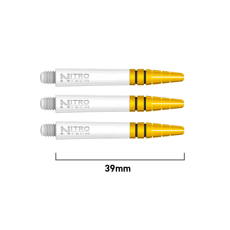 Nitrotech GOLD Composite Dart Shafts - 39mm Professional Steel Tip Dart Barrels for Precision Play | White & Red Dragon Design | Perfect for Tournaments, Leagues & Home Practice