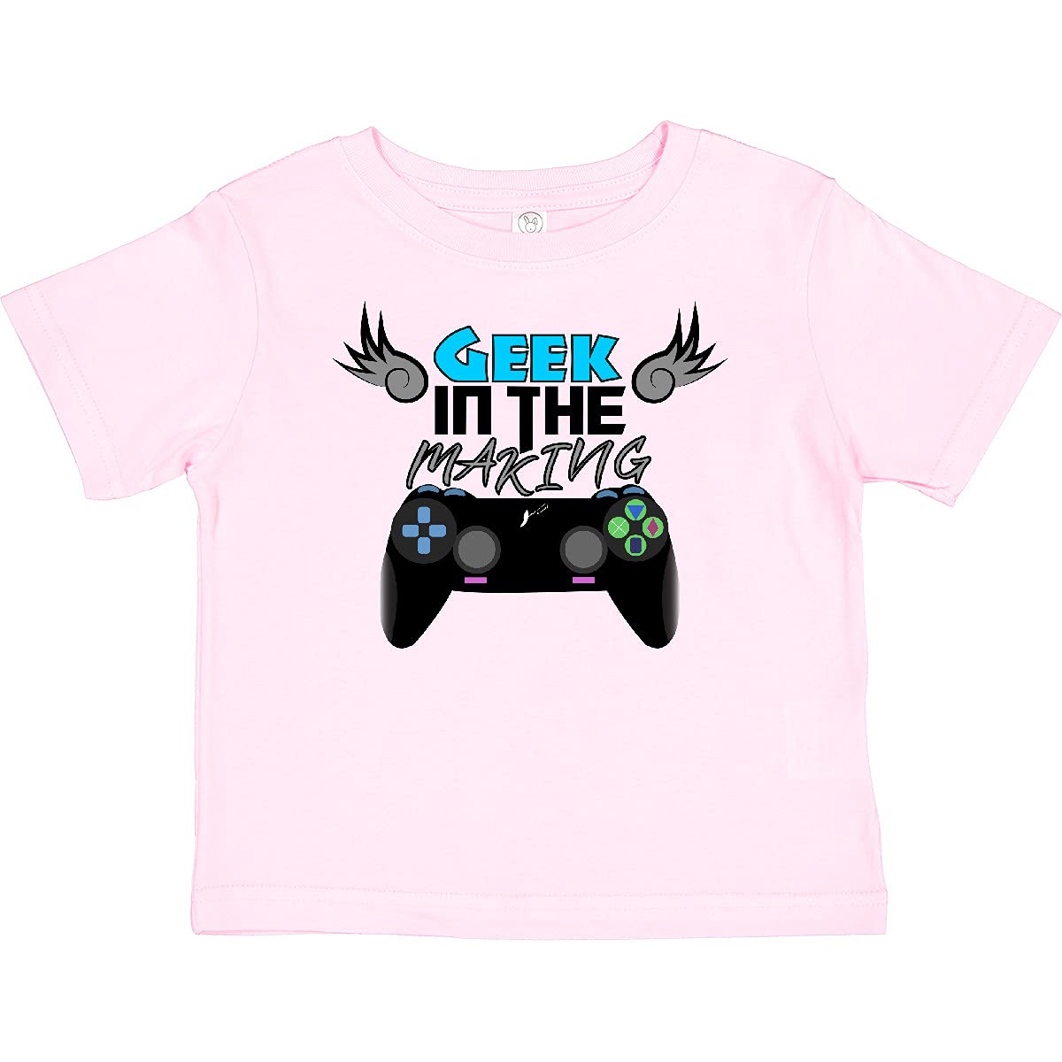 Inktastic Geek in The Making Black Video Game Controller Toddler T-Shirt - Fun Gaming Tee for Kids & Toddlers, Perfect for Playdates, Birthday Parties & Family Game Nights