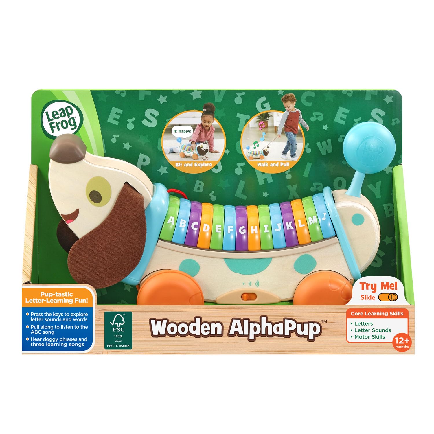 LeapFrog Wooden AlphaPup - Interactive Learning Toy for Toddlers, Educational ABCs & Phonics, Perfect for Preschool & Kindergarten - Great for Home, Classroom & Travel Use