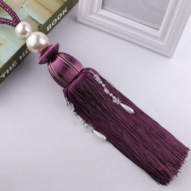 Elegant Pearl Tassel Curtain Tiebacks - Gold & White Home Decor for Windows, Living Room, Bedroom - Perfect for Drapes, Sheers & Valances