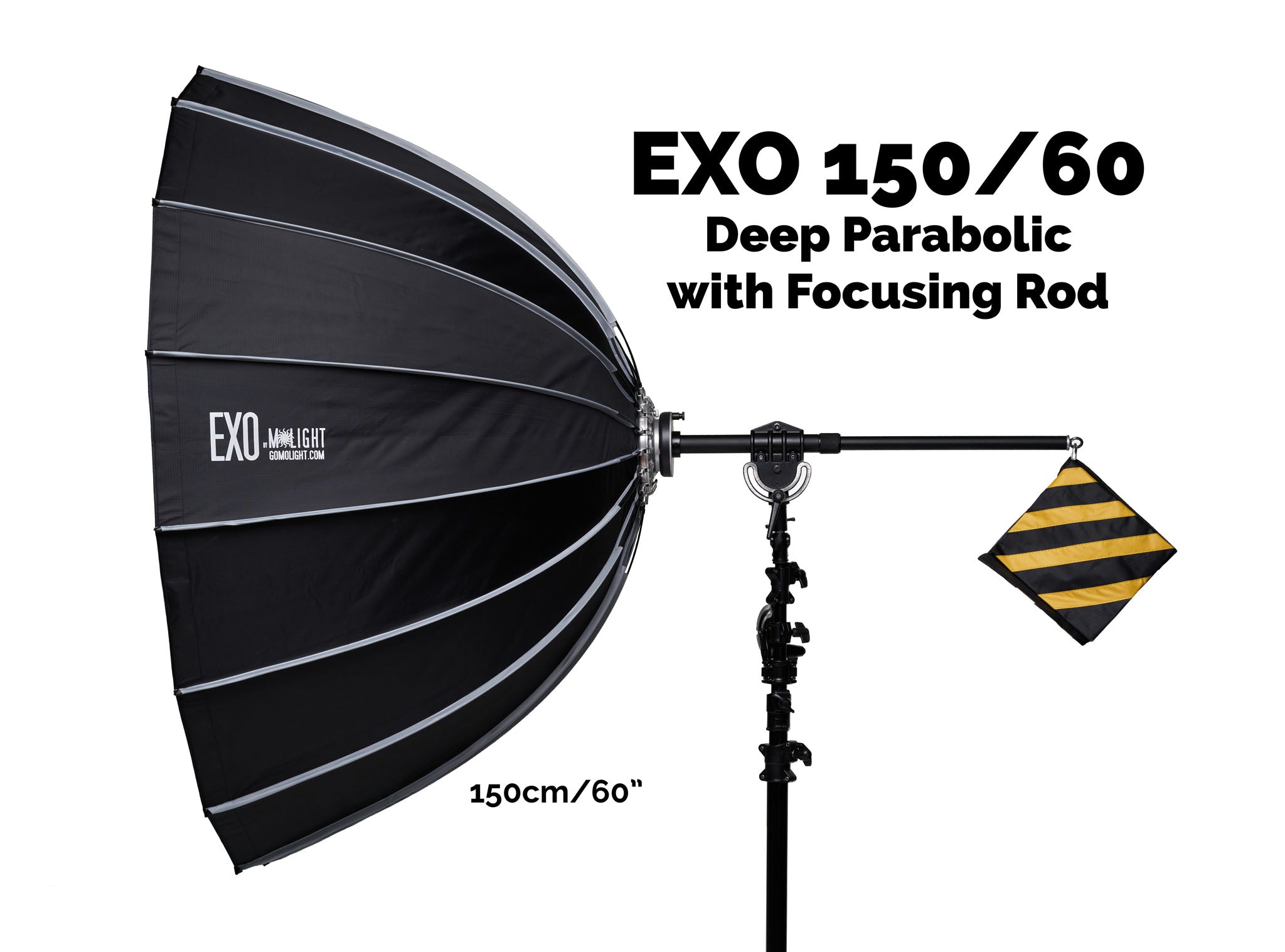 EXO150 Deep Parabolic Reflector with Focusing Rod - Professional Stage Lighting for Concerts, Theaters, and Live Events