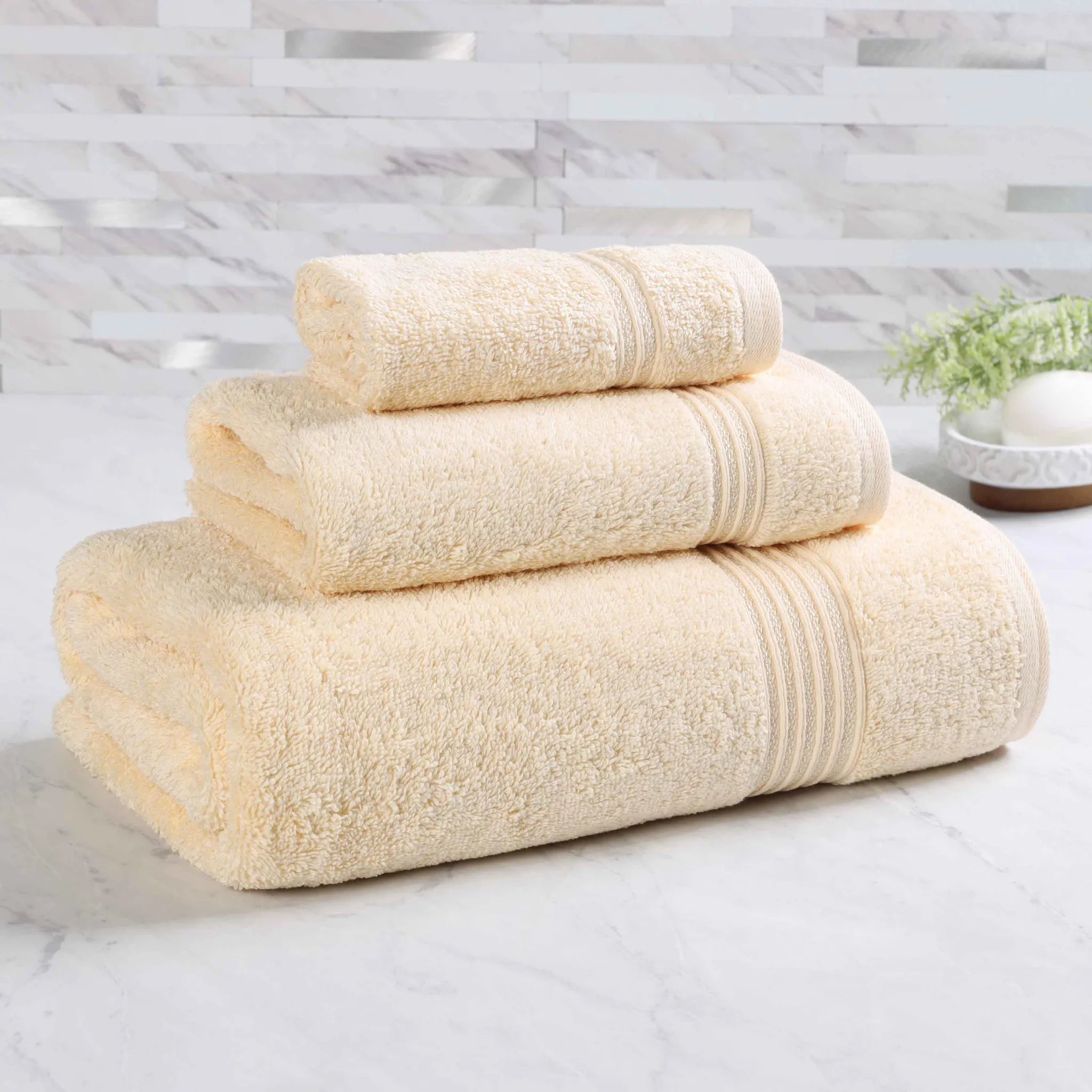 Premium Egyptian Cotton Plush 3-Piece Luxury Bath Towel Set - Ultra Absorbent & Soft for Spa, Bathroom & Hotel Use