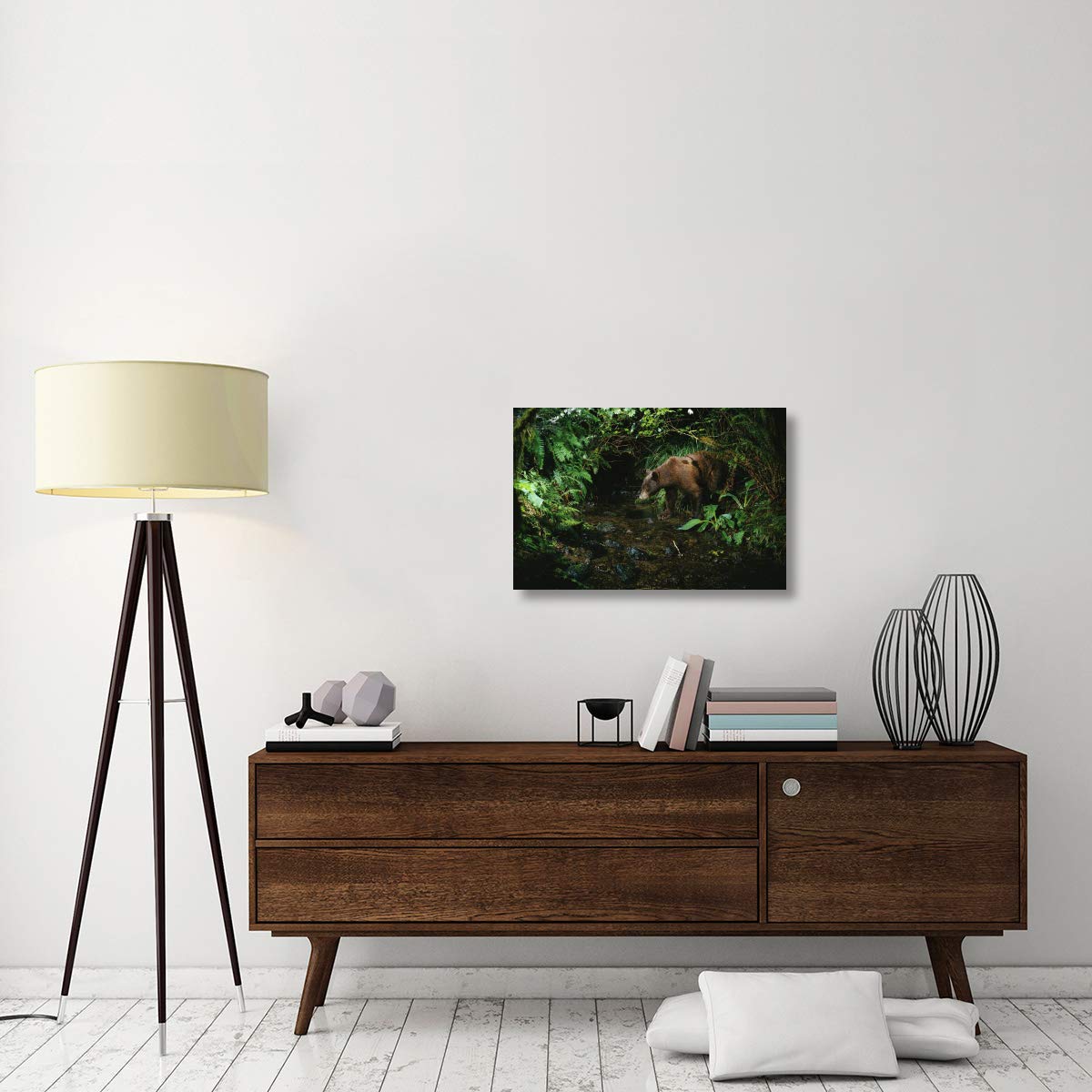 Black Bear at Night Canvas Art Print - 30x20 Inches - Wildlife Photography from Bonneville Washington - Perfect for Living Room, Bedroom or Office Wall Decor