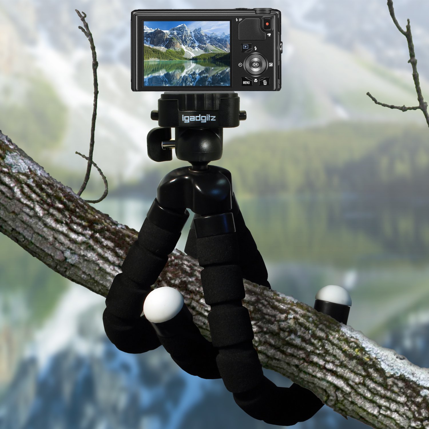 Lightweight Universal Flexible Foam Mini Tripod for DSLR Cameras with Quick Release Plate - Black | Portable Travel Tripod for Photography, Vlogging & Outdoor Shooting