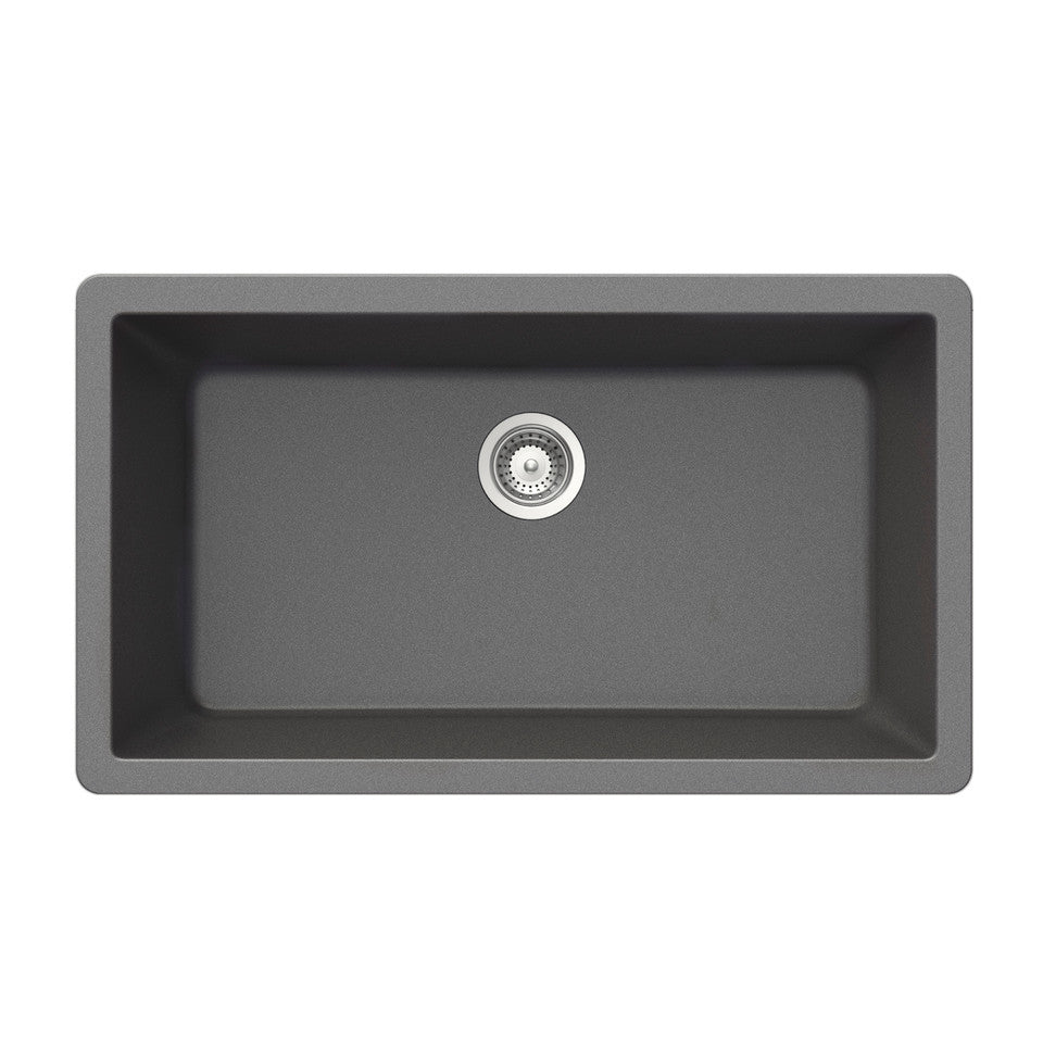 Houzer Quartztone Series 33 Granite Undermount Single Bowl Kitchen Sink - V 300U SLATE | Durable Stain-Resistant Composite Sink for Modern Kitchens, Perfect for Food Prep & Dishwashing