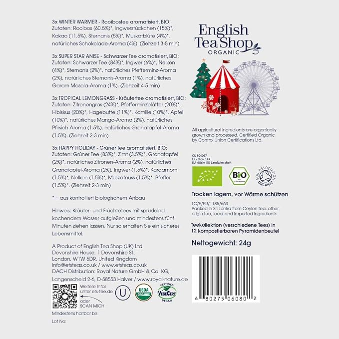 2024 Christmas English Tea Shop Holiday White Pyramid Prism Collection - Perfect for Holiday Decorations, Gift Giving & Festive Tea Parties