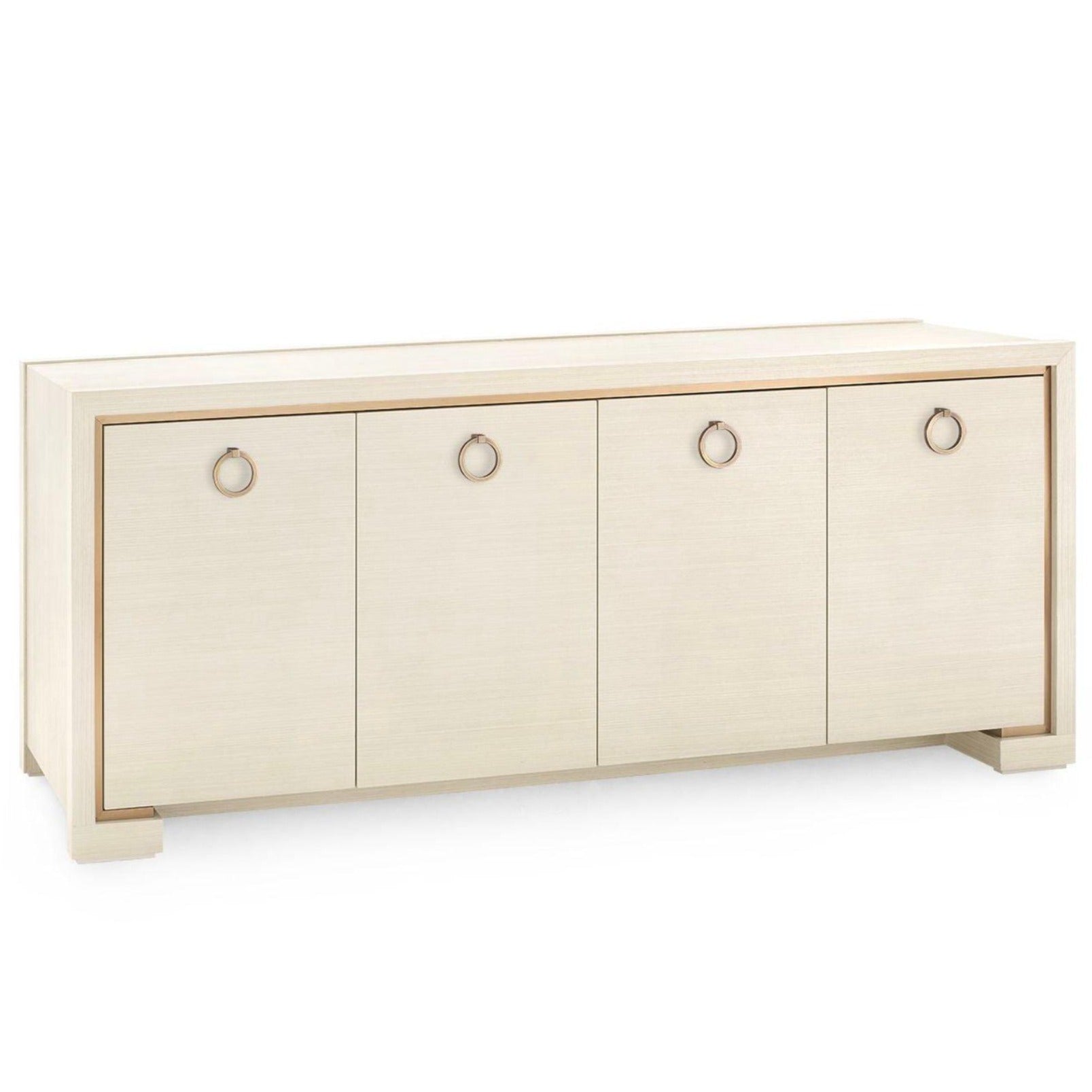 Blake Four Door Cabinet in Blanched Oak - Customizable Pull Options for Living Room, Bedroom & Office Storage