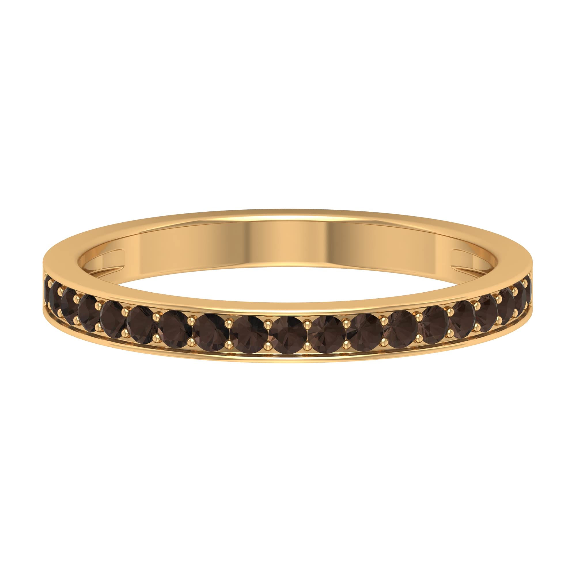1/4 CT Smoky Quartz Ring for Women - 14K Solid Gold Half Eternity Band, June Birthstone Jewelry | Perfect for Anniversary Gifts, Birthday Presents & Everyday Elegance