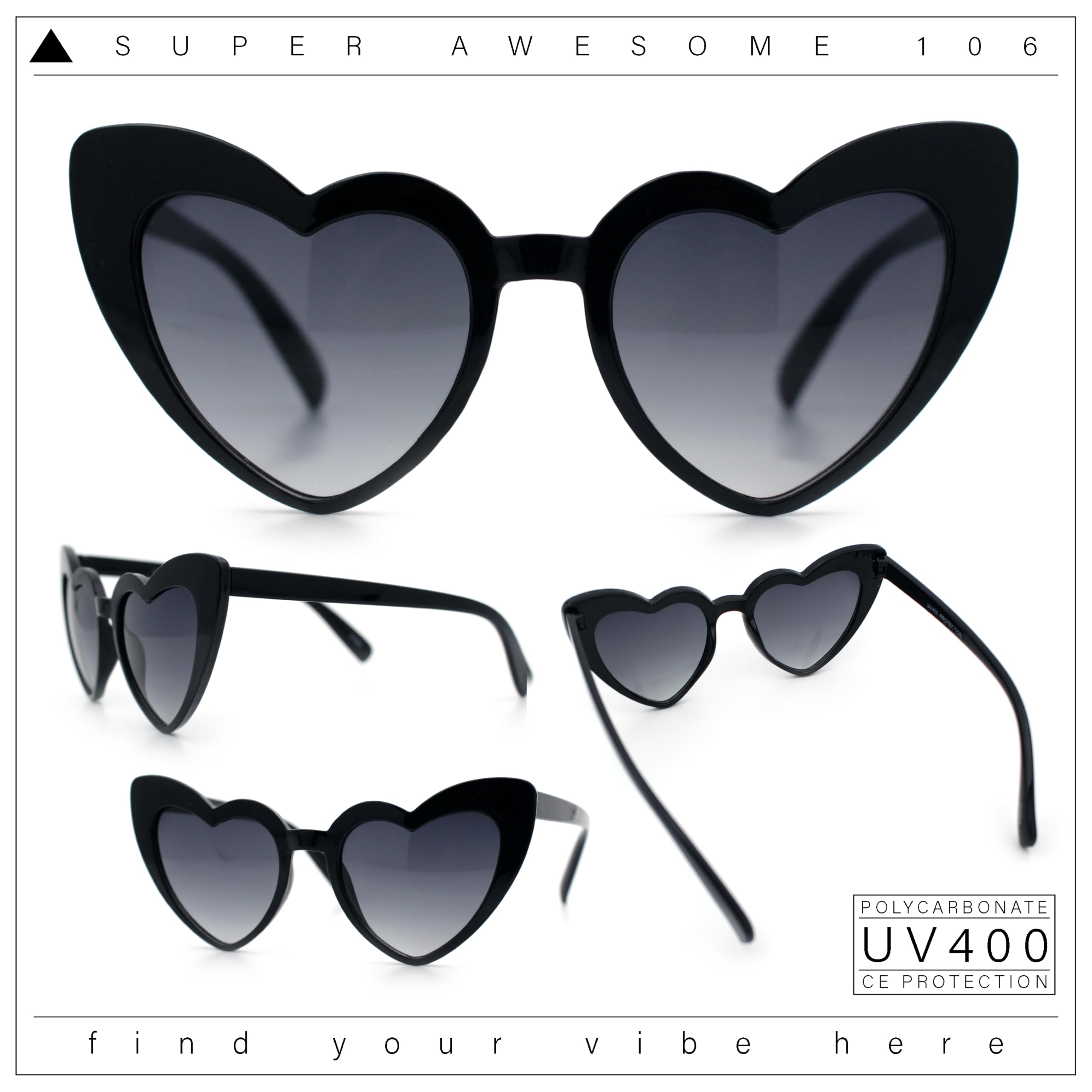 Kids Heart-Shaped Lolita Sunglasses for Girls - Valentine's Day Love Glasses - Perfect for Parties, Dress Up & Photoshoots