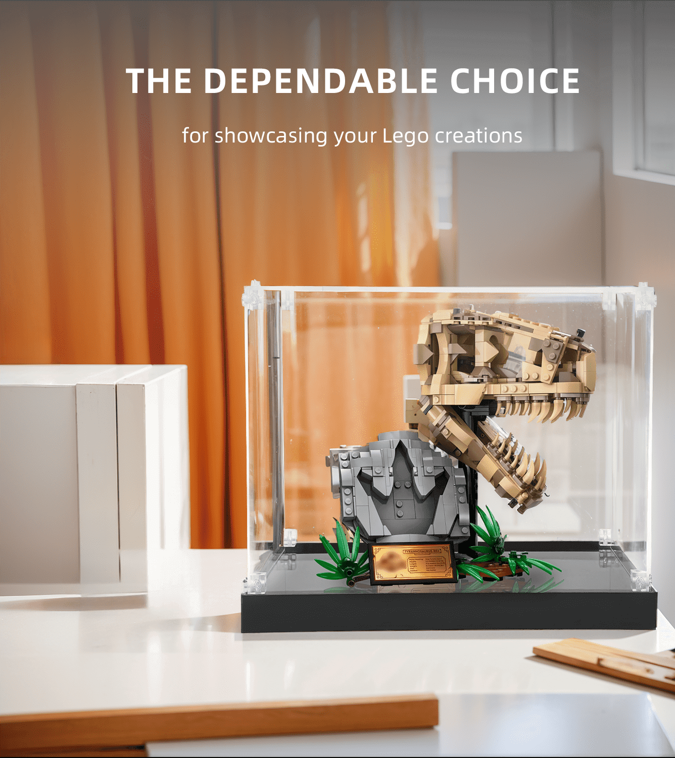 LEGO Dinosaur Fossils Display Case for T. rex Skull 76964 - Perfect for Showcasing Collectible LEGO Sets at Home or Office