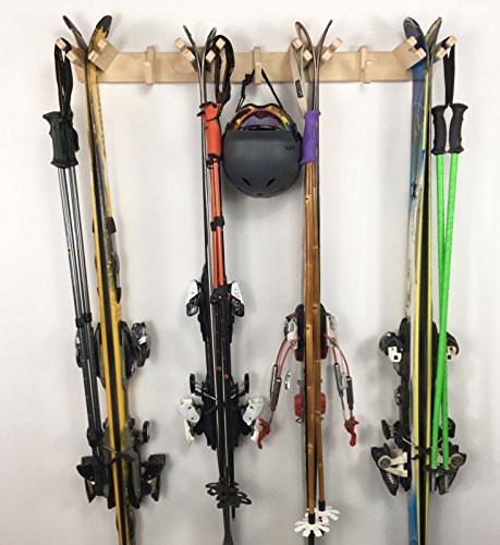 Apres Vertical Ski Storage Rack - Holds 4 Pairs of Skis & Poles | Wall Mounted Space Saving Ski Organizer for Garage, Mudroom or Ski Lodge | Durable Ski Equipment Storage Solution