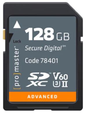 Promaster ADVANCED SDXC 128GB UHS-II V60 Memory Card - High-Speed Performance for 4K Video & Professional Photography
