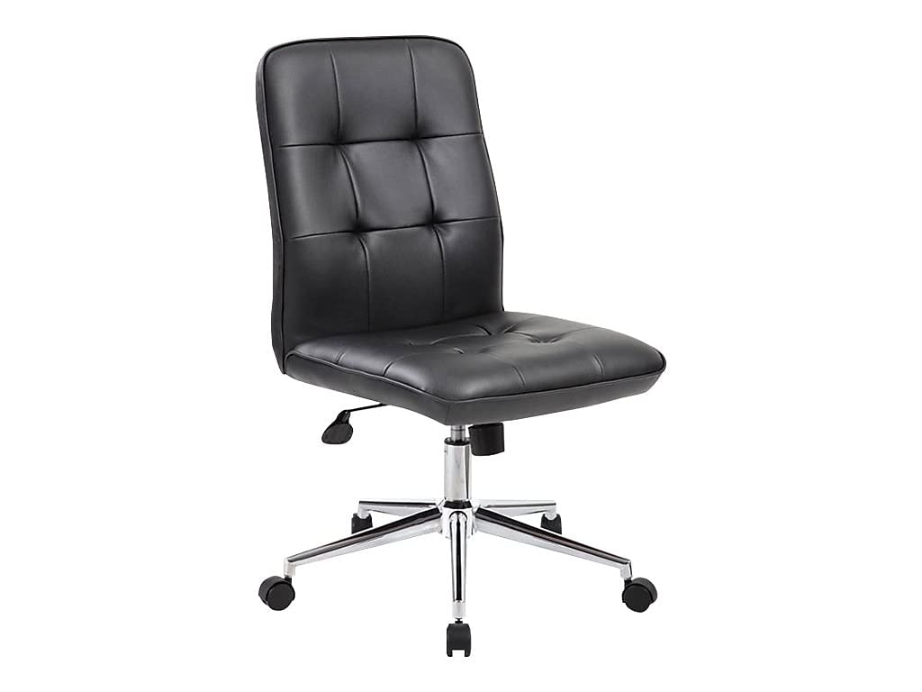 Boss Office Products Millennial Modern Faux Leather Office Chair - Ergonomic Computer Desk Chair with Adjustable Height, Black (B330-BK) - Perfect for Home Office, Gaming & Workspace