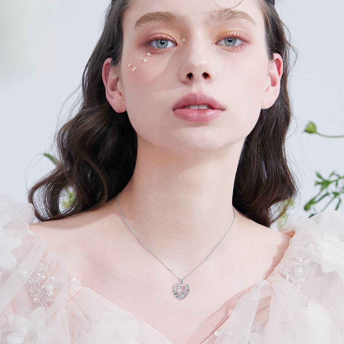 YFN Rose Quartz Necklace - Sterling Silver Heart Pendant with Natural Flower Crystal Stone, Elegant Jewelry Gift for Women, Teens & Girls | Perfect for Birthdays, Anniversaries & Everyday Wear