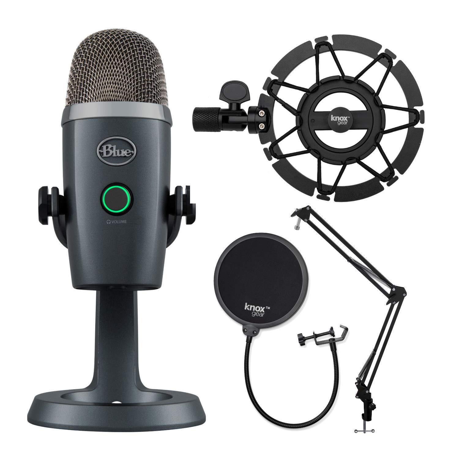 Blue Yeti Nano USB Microphone Bundle - Professional Condenser Mic with Boom Arm, Shock Mount & Pop Filter for Streaming, Podcasting & Gaming (Shadow Gray) | Works with Blue Sherpa App | Perfect for Home Studio & Voice Recording
