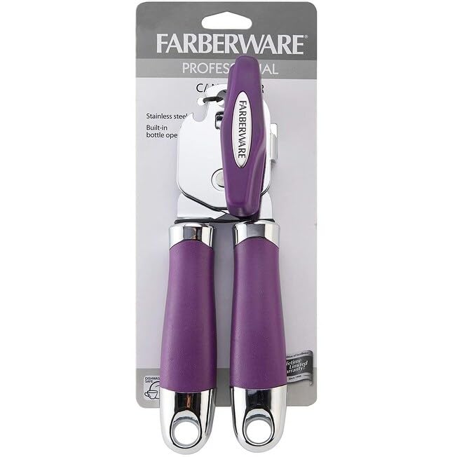 Farberware Pro 2 Can Opener - Heavy Duty Manual Kitchen Tool with Soft Grip Handle (Red) - Perfect for Camping, Emergency Prep & Everyday Cooking