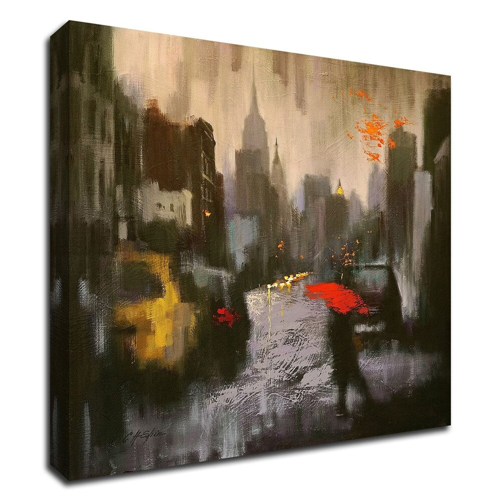 Chin H. Shin Rainy Day Walker Canvas Art Print - Ready to Hang Wall Decor for Living Room, Bedroom & Office
