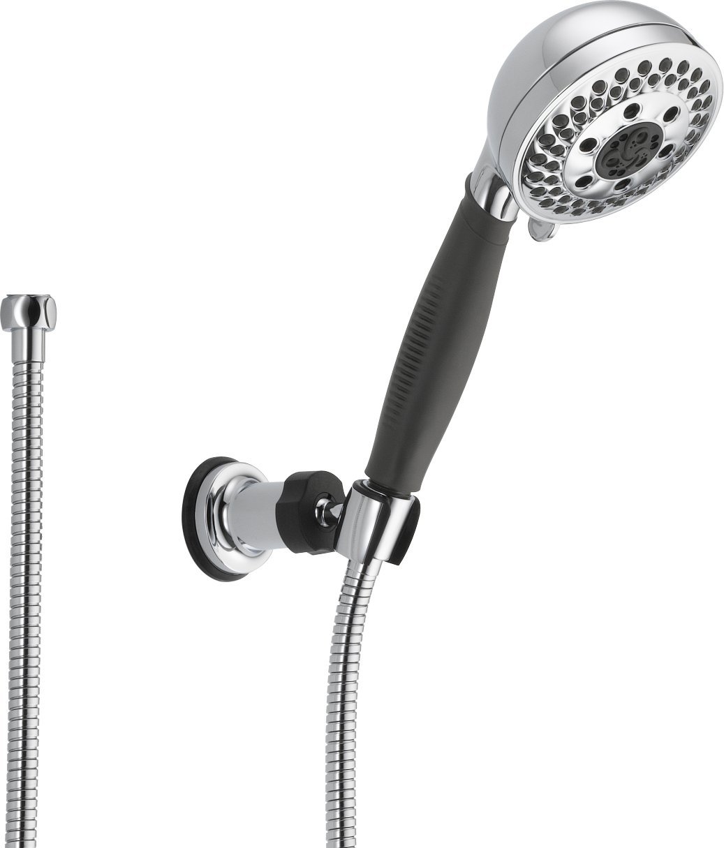Delta 55445 5-Setting Wall-Mount H2Okinetic Handheld Shower Head with Hose - Chrome Finish, Detachable Shower Head for Bathroom & Spa Experience - Perfect for Relaxation, Rinsing & Pet Cleaning
